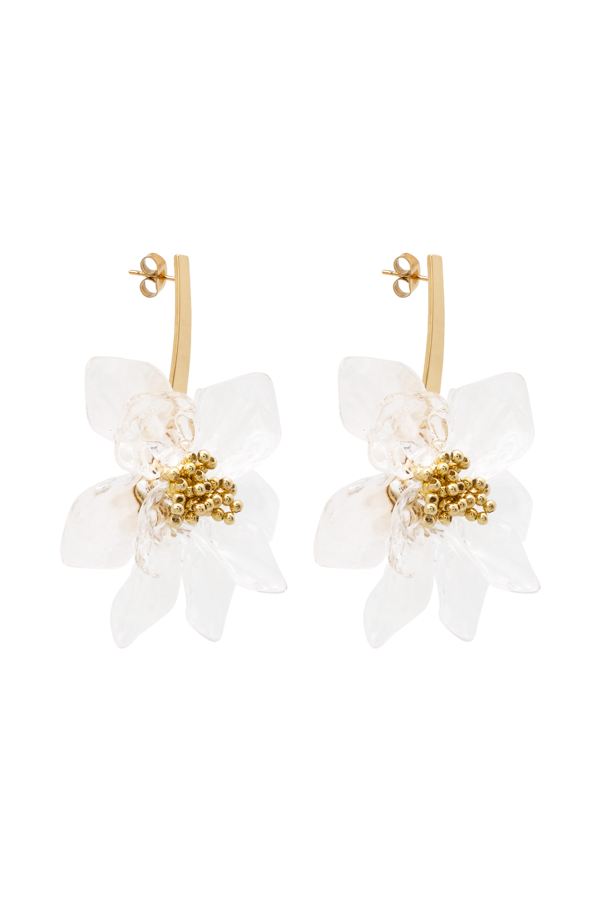 Naomi Acrylic Flower Earring - Gold #5