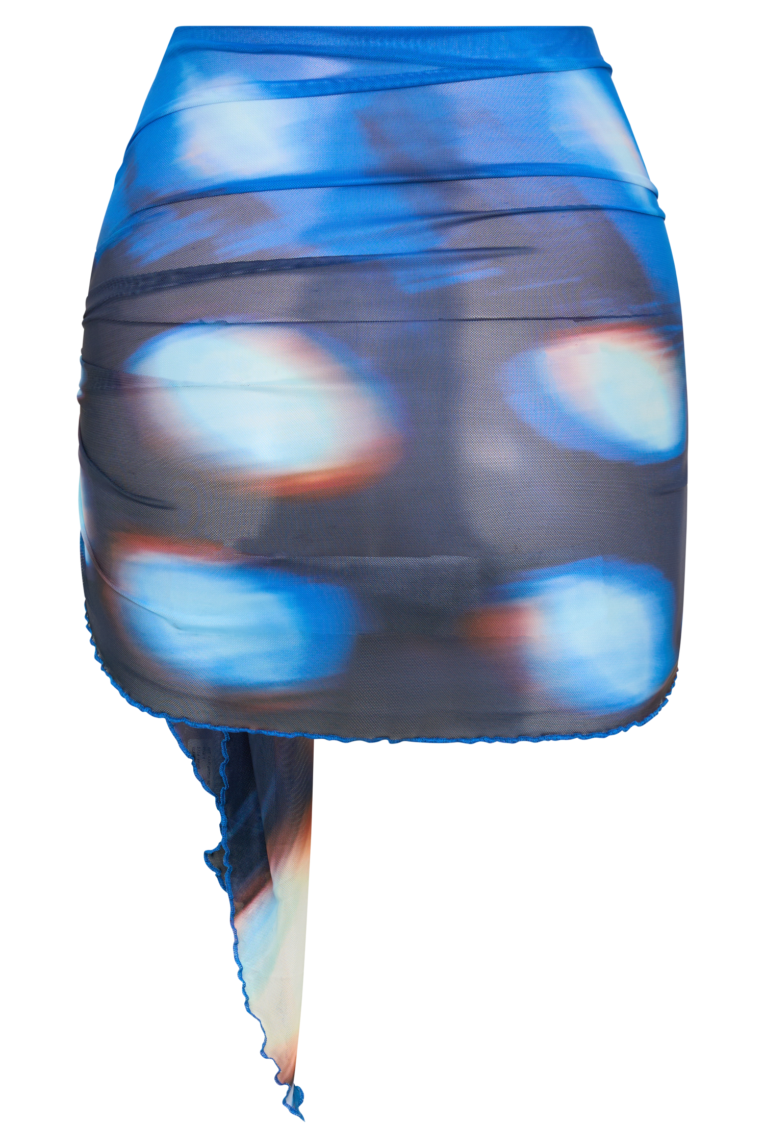 Nena Sheer Mesh Print Sarong - Blue Abstract Print #10