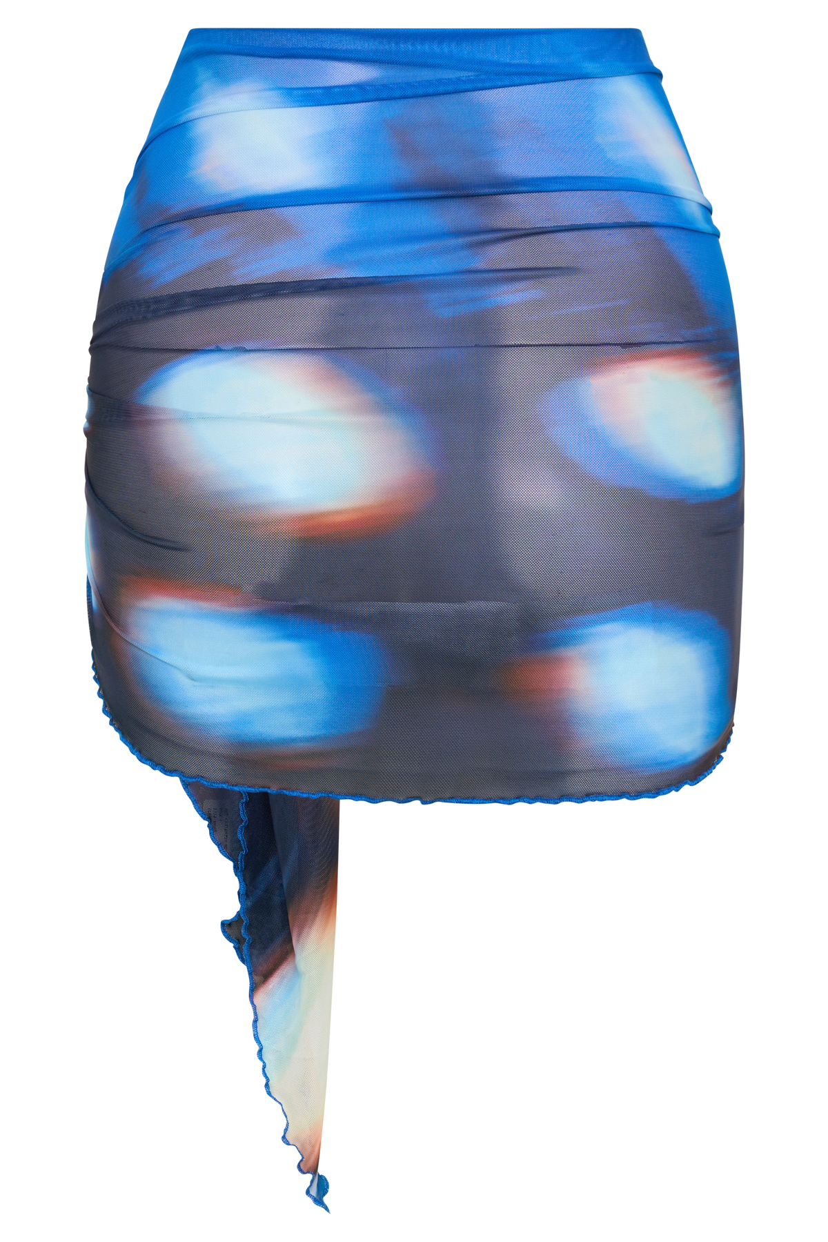 Nena Sheer Mesh Print Sarong - Blue Abstract Print #10