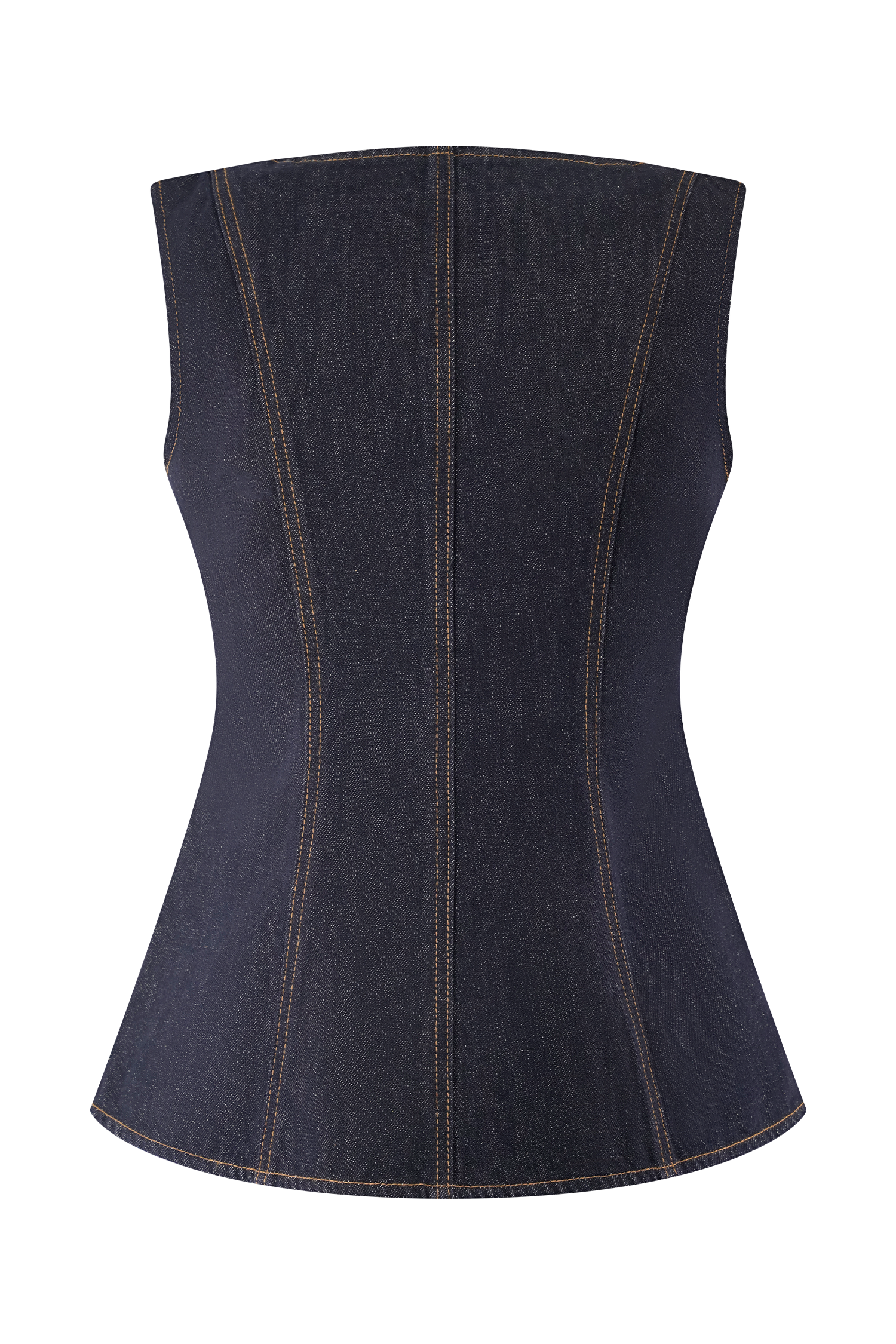 Neve Sleeveless Buttoned Denim Top - Washed Indigo Blue #8