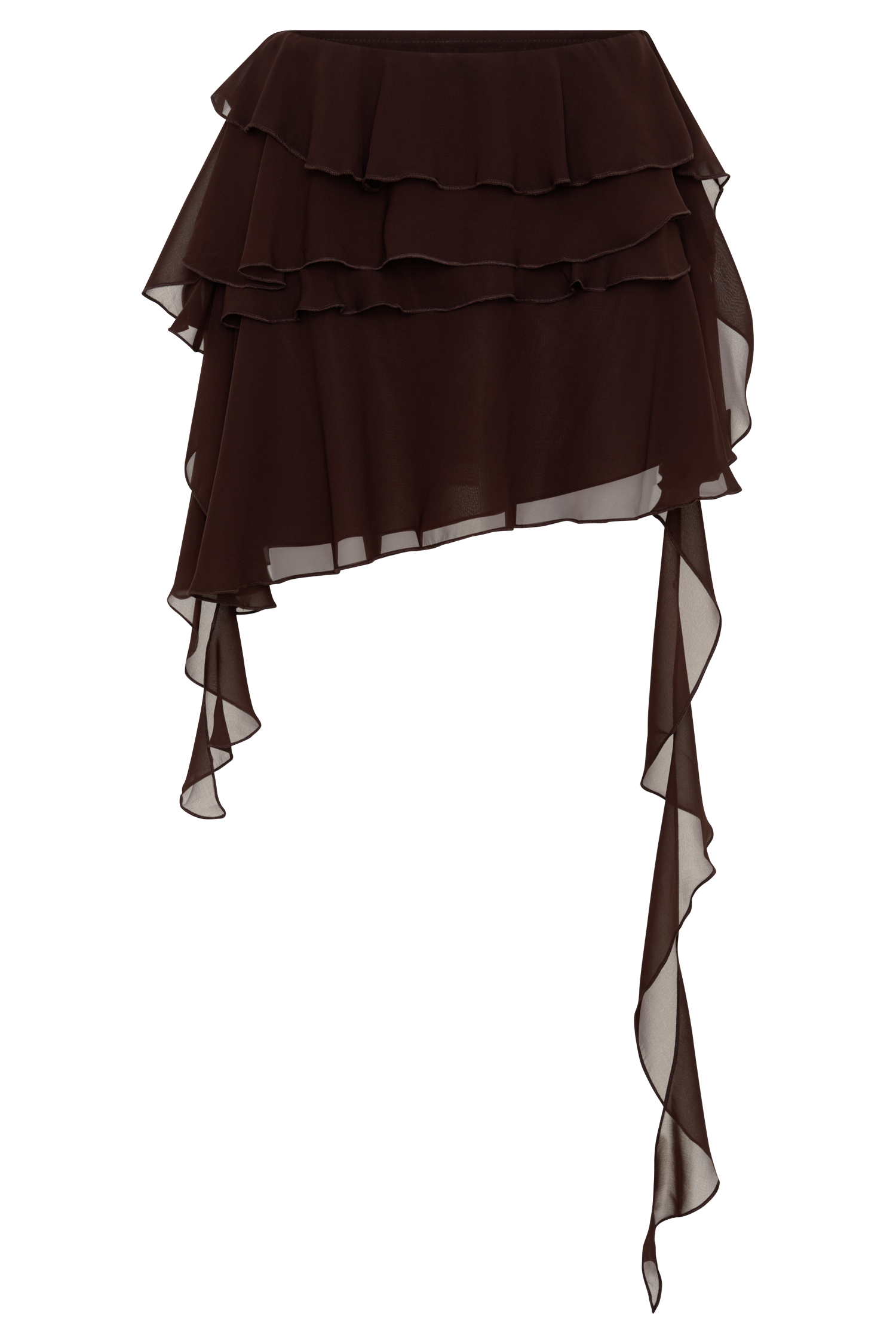 Nora Chiffon Layered Mini Skirt - Cacao Brown #11