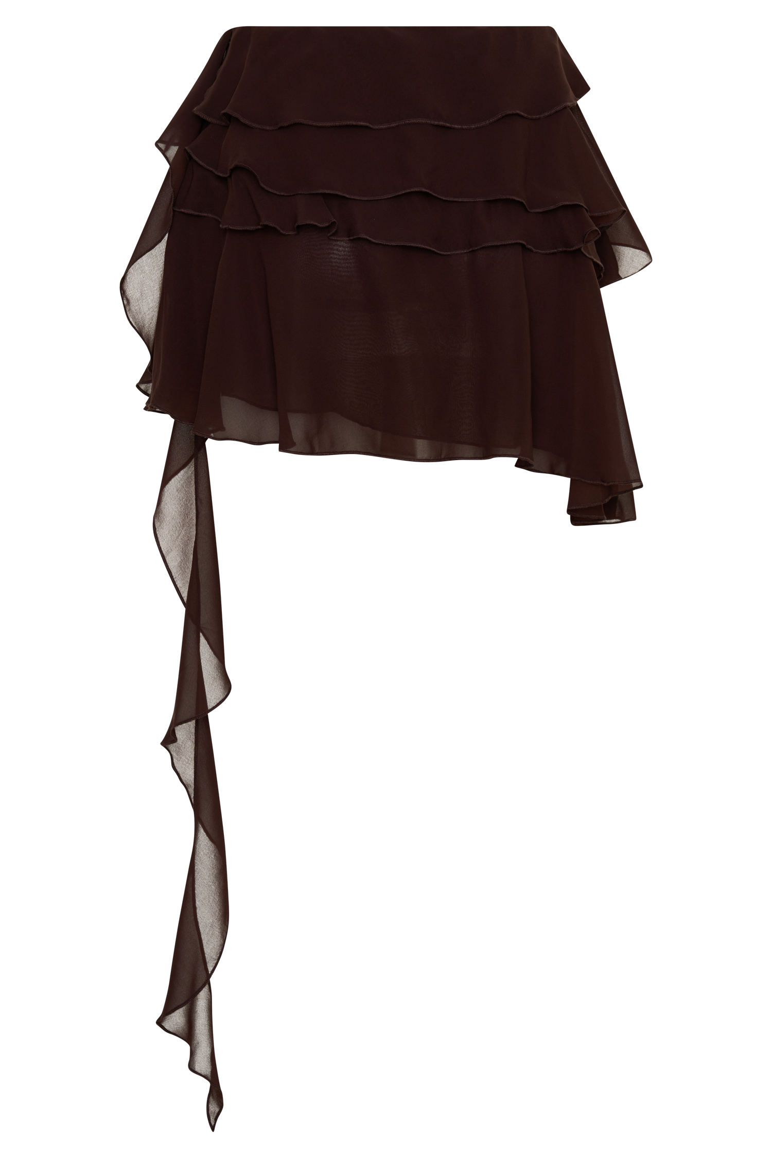 Nora Chiffon Layered Mini Skirt - Cacao Brown #10