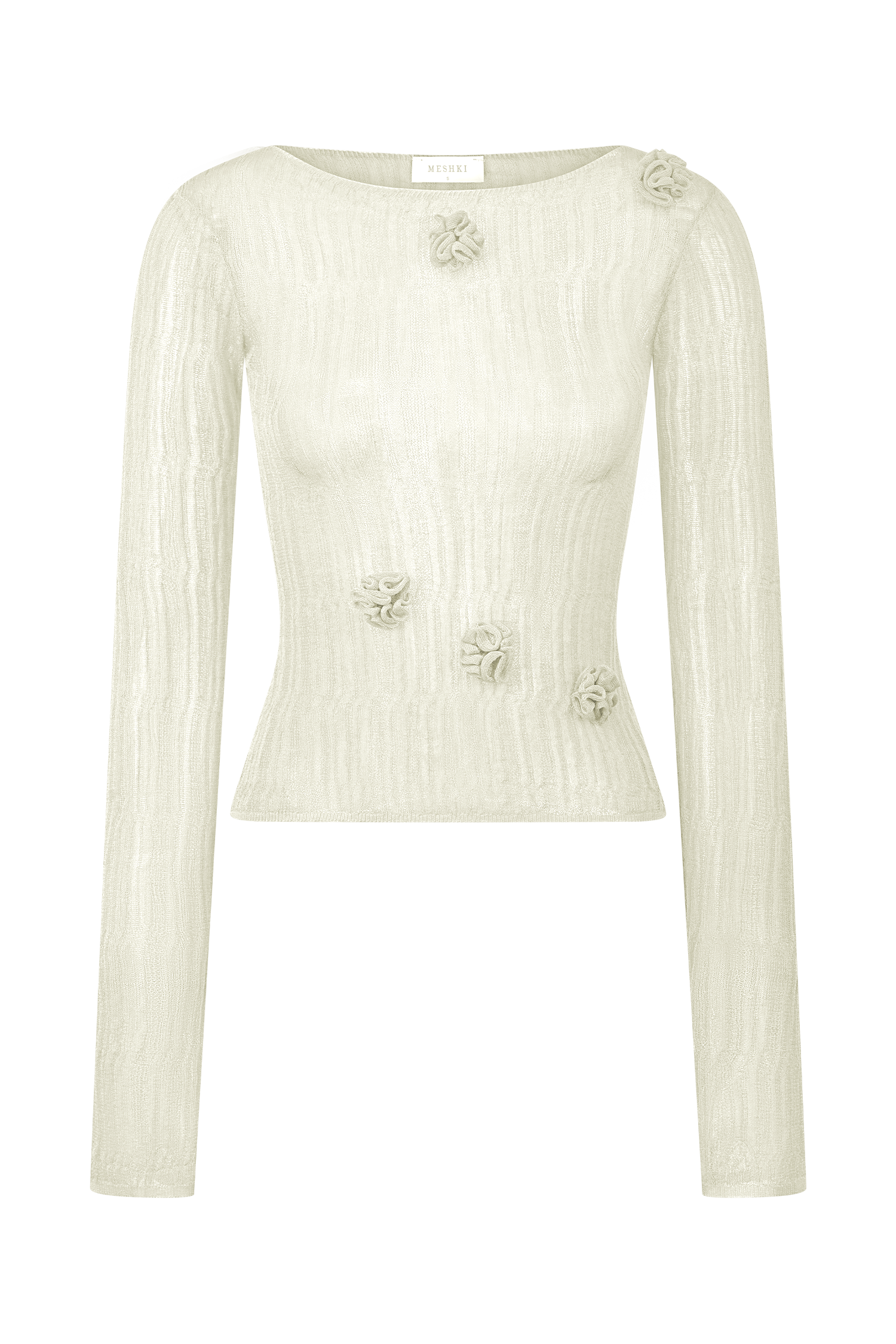 Orianna Orchid Long Sleeve Knit Top - Ivory #11