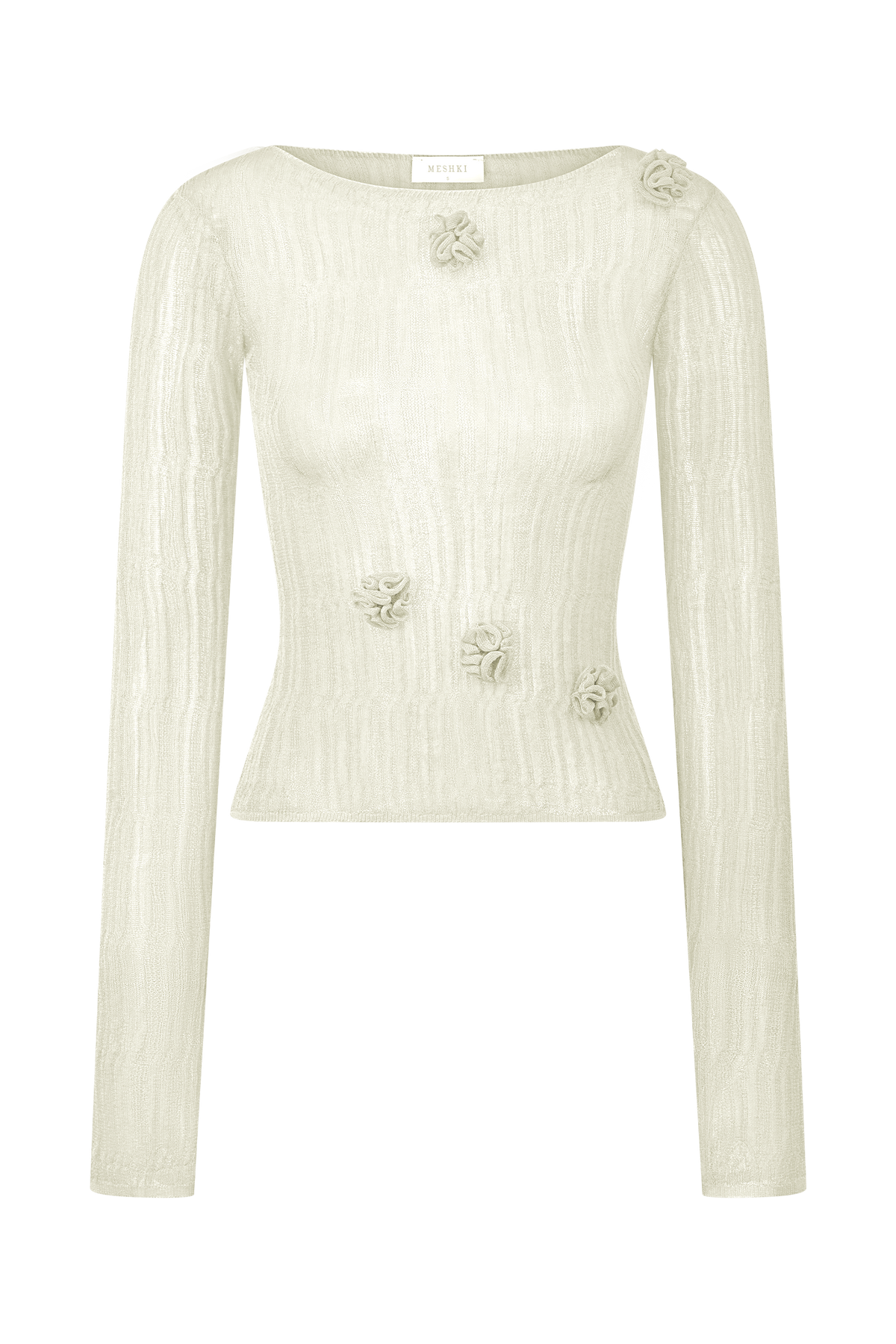 Orianna Orchid Long Sleeve Knit Top - Ivory #11
