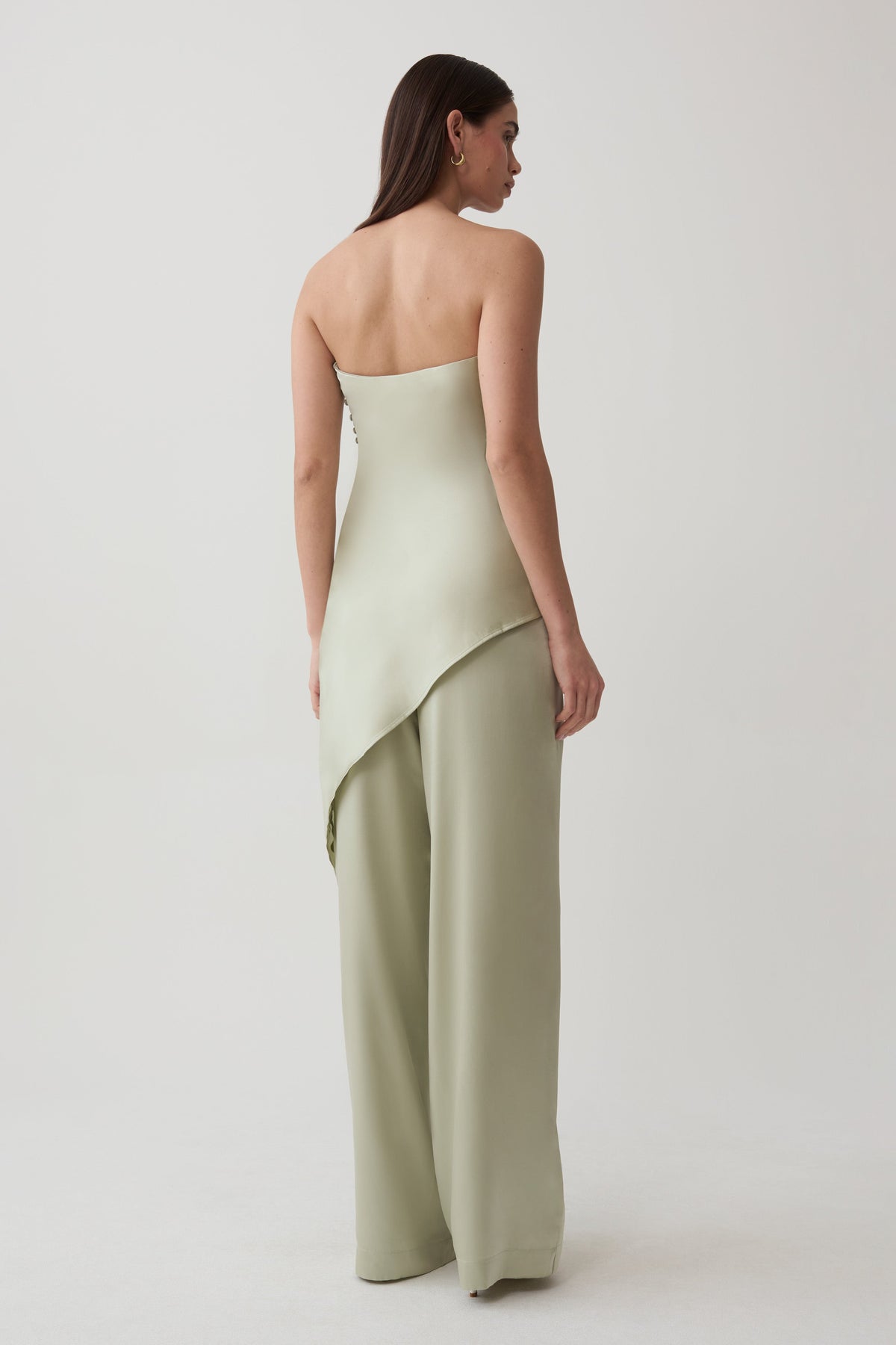 Kayla Silk Blend Straight Leg Pants - Sage #3