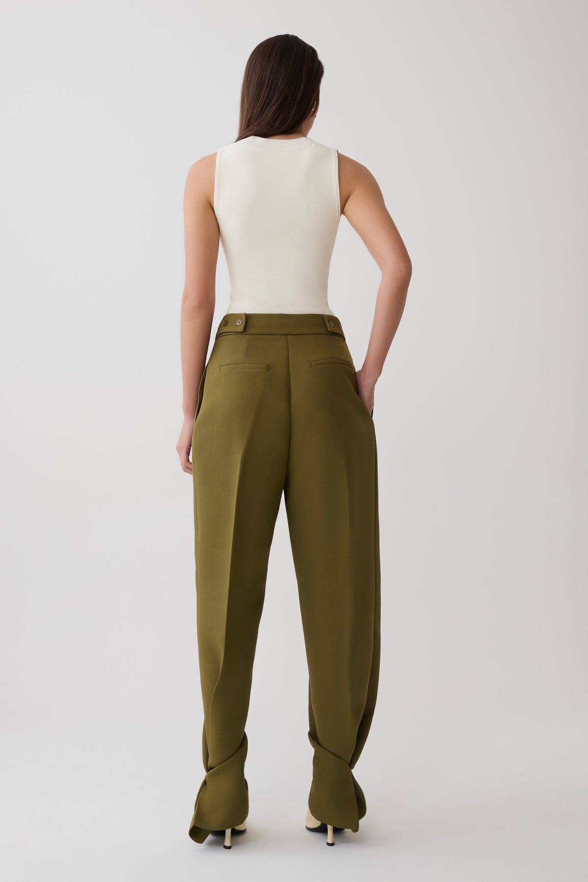Hazel Pleated Suiting Pants - Olive #2
