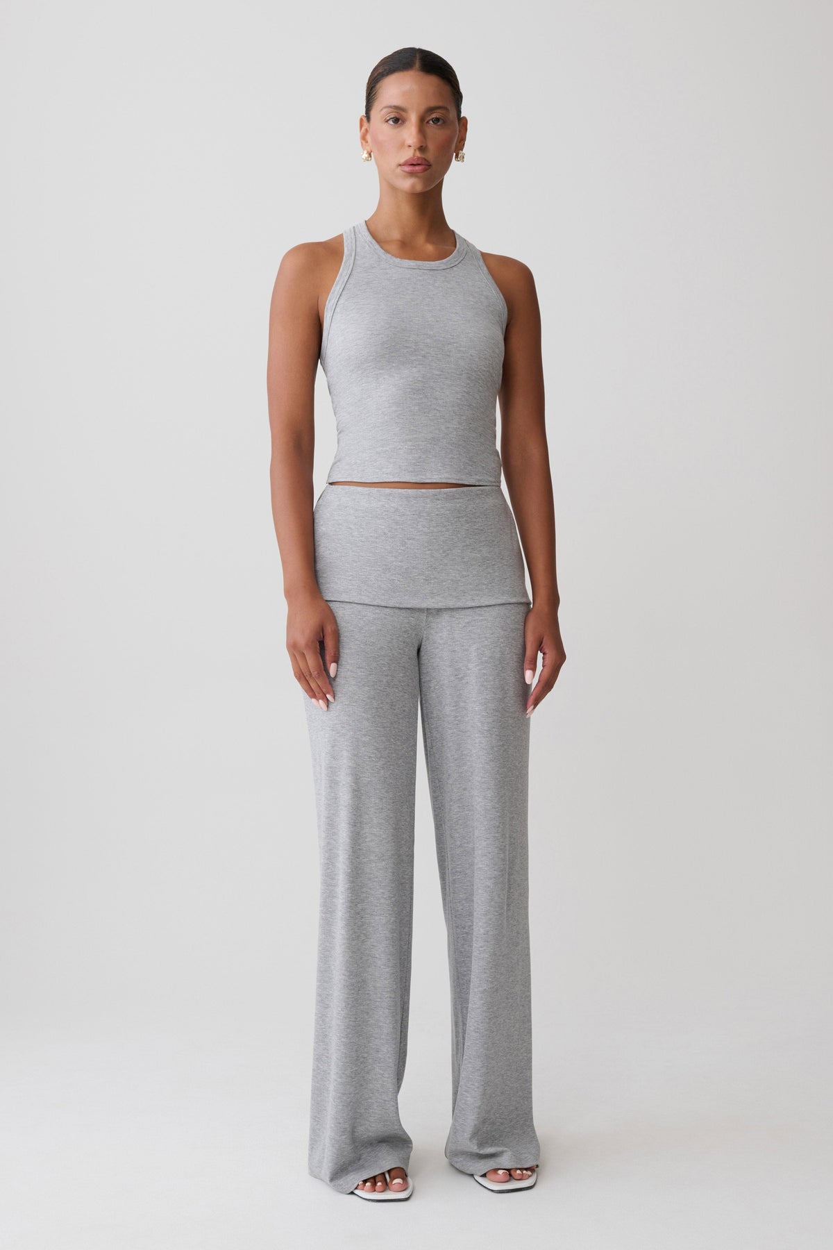 Evadne Elasticated Pants - Grey Marle