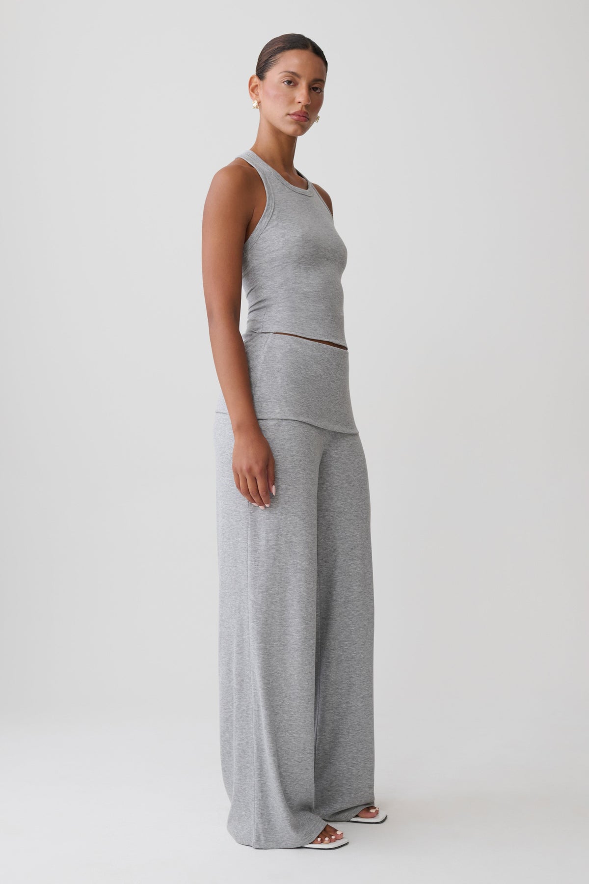 Evadne Elasticated Pants - Grey Marle