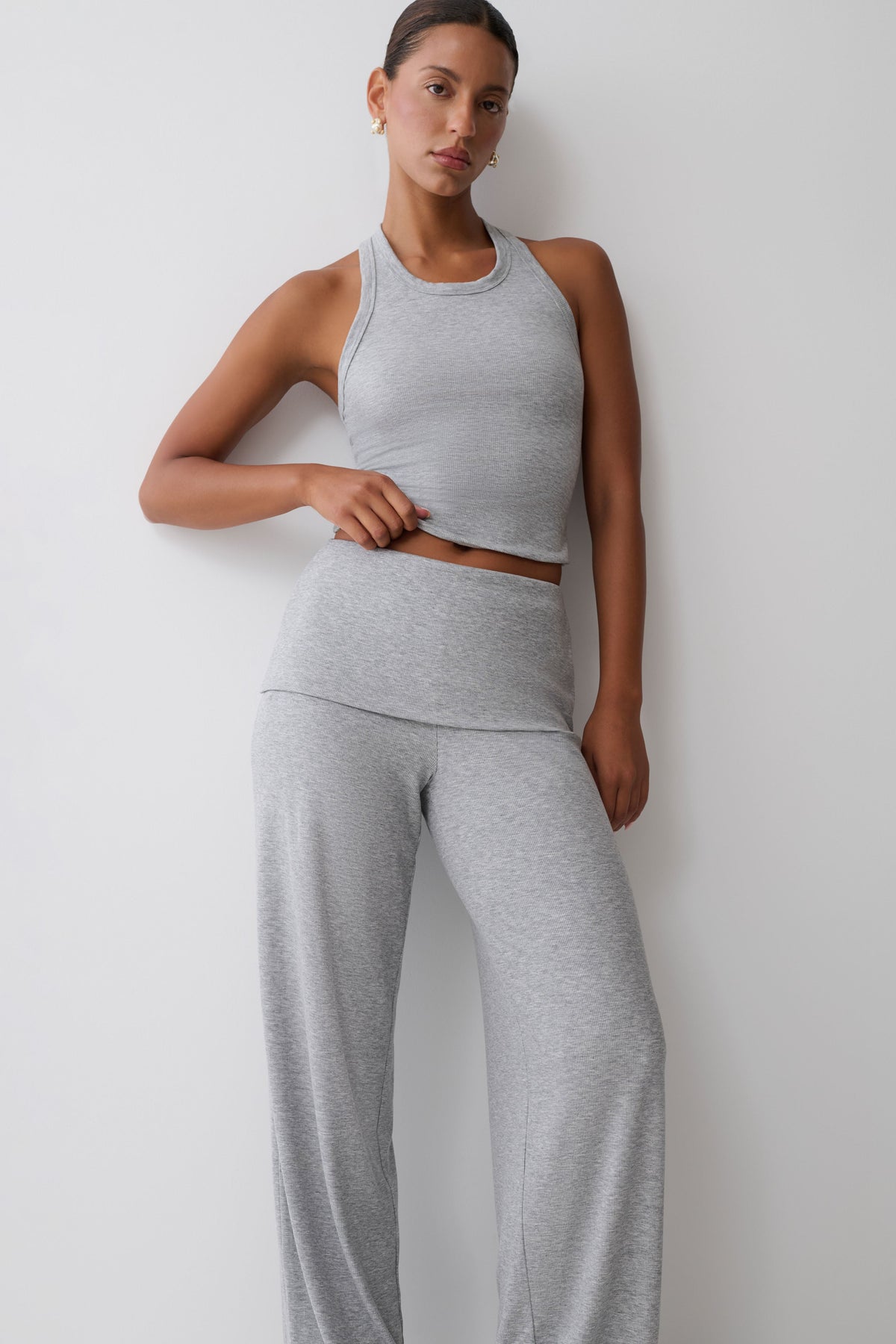 Evadne Elasticated Pants - Grey Marle