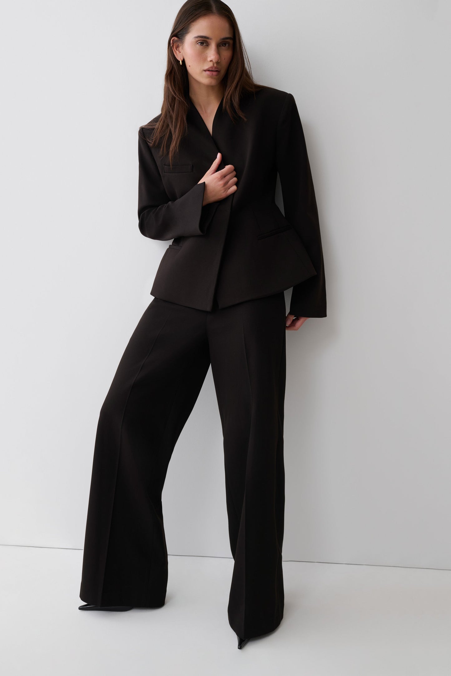 Katherine Suiting Straight Leg Pants - Black