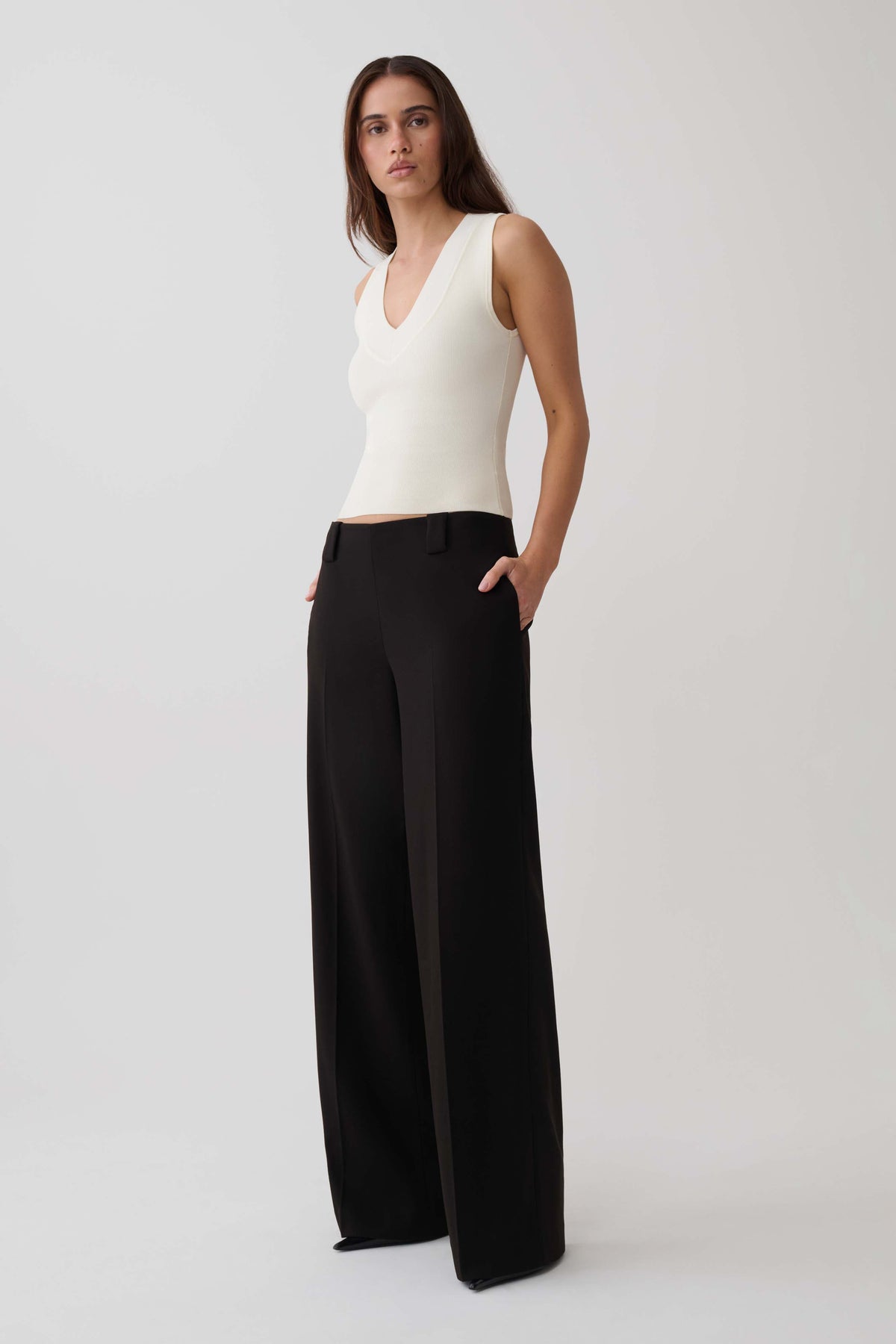 Katherine Suiting Straight Leg Pants - Black