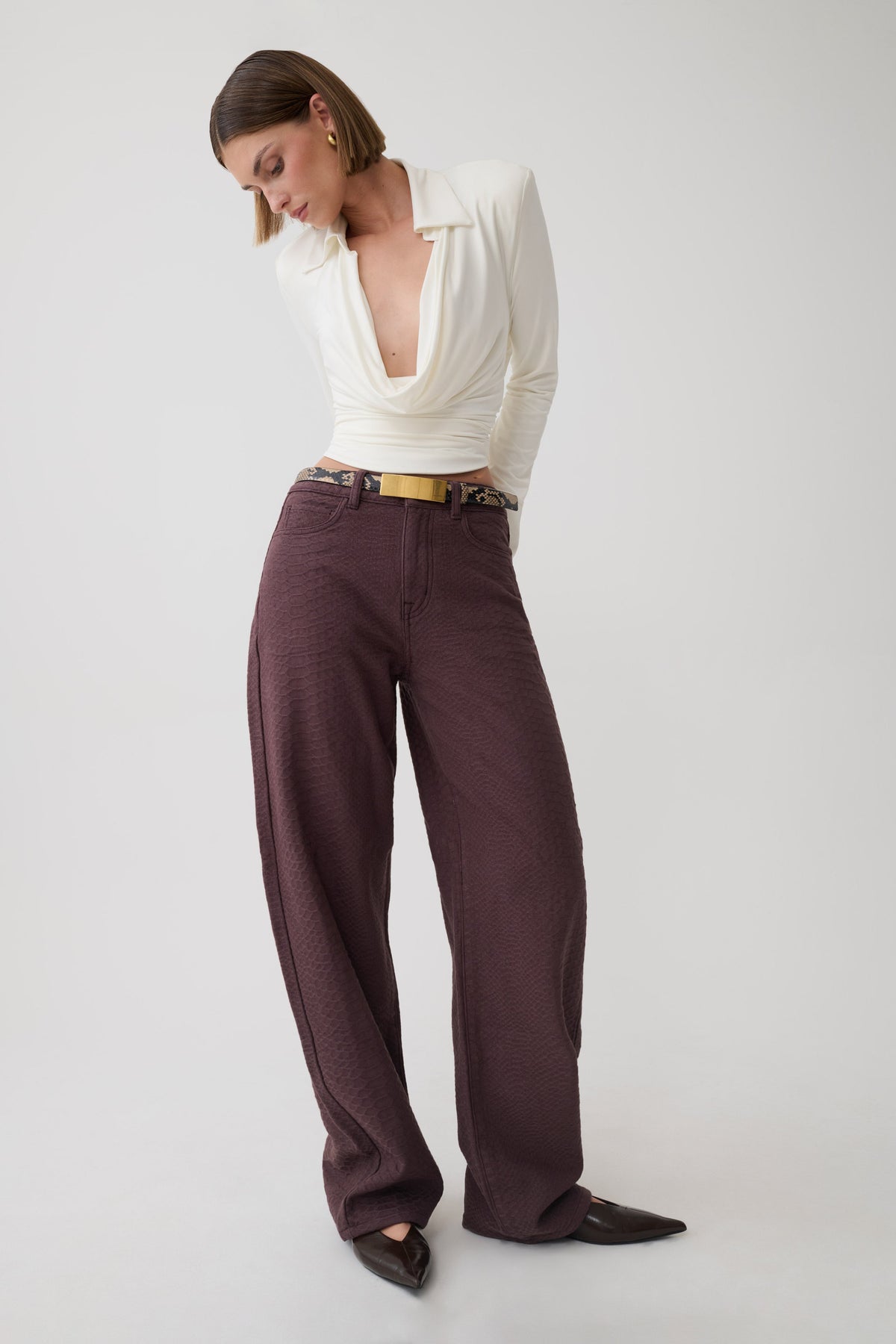 Bronte Straight Leg Denim Jeans - Chocolate Snake
