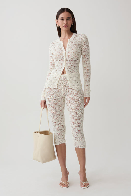 Nikiki Crochet Knit Capri Pants - Ivory