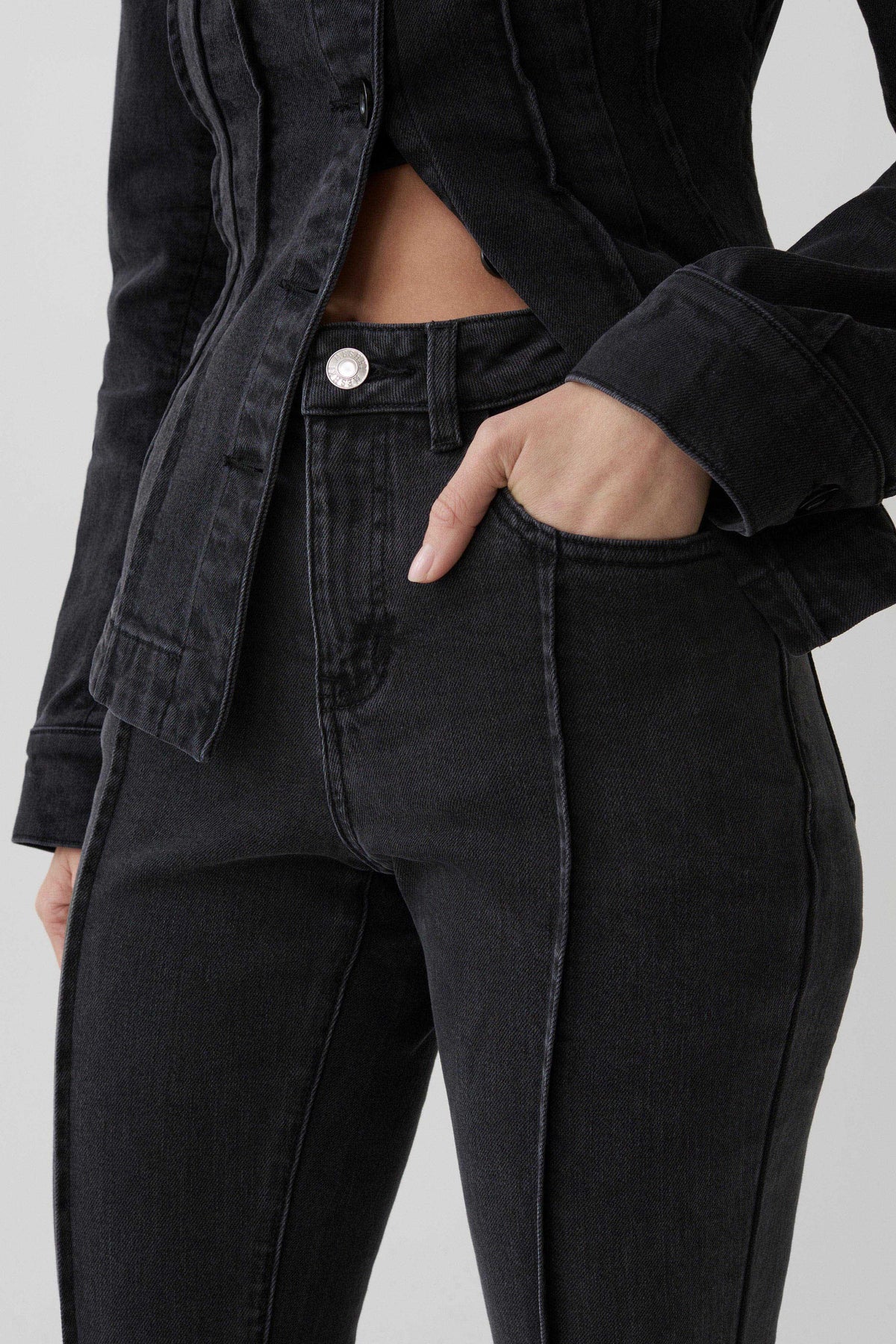 Katerinna Flare Denim Jeans - Washed Black #4