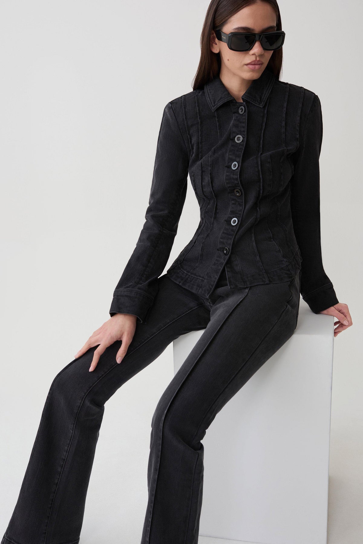 Katerinna Flare Denim Jeans - Washed Black