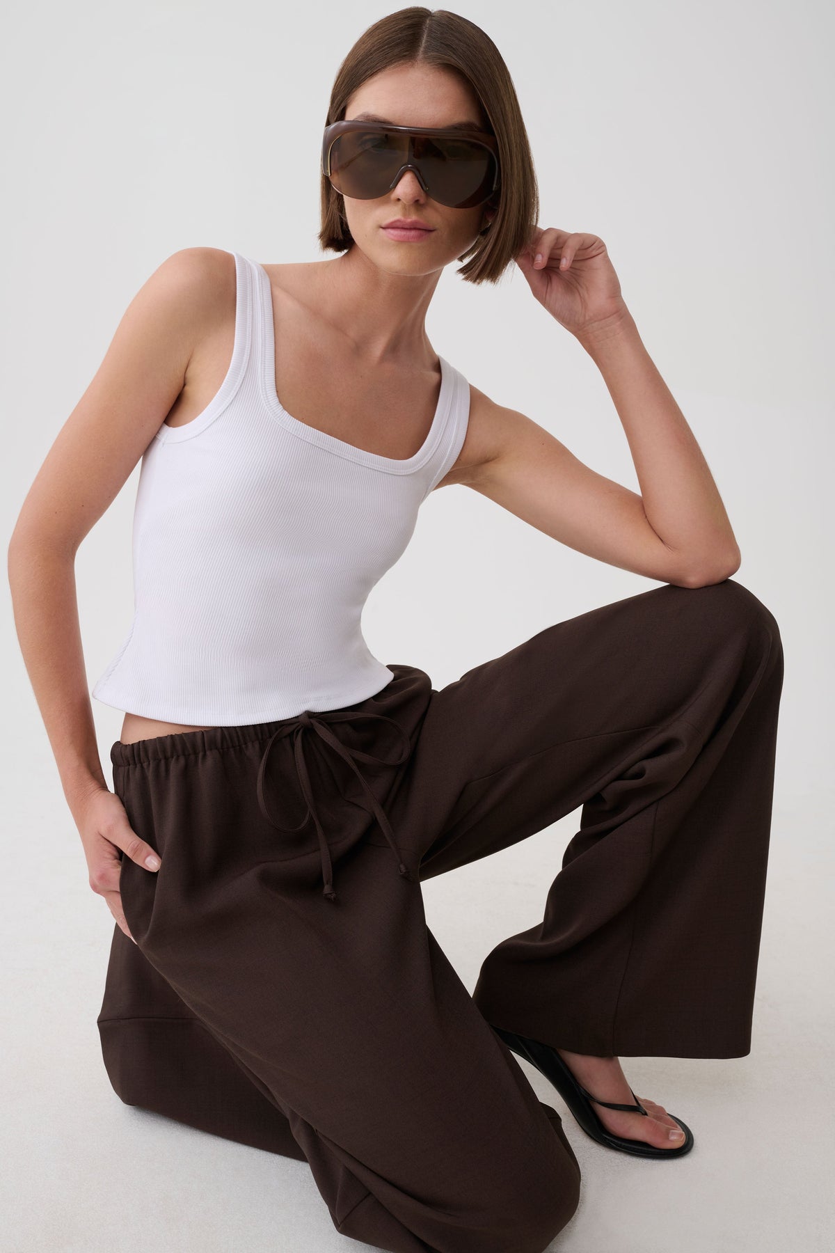 Sherry Straight Leg Suiting Pant - Chocolate #3