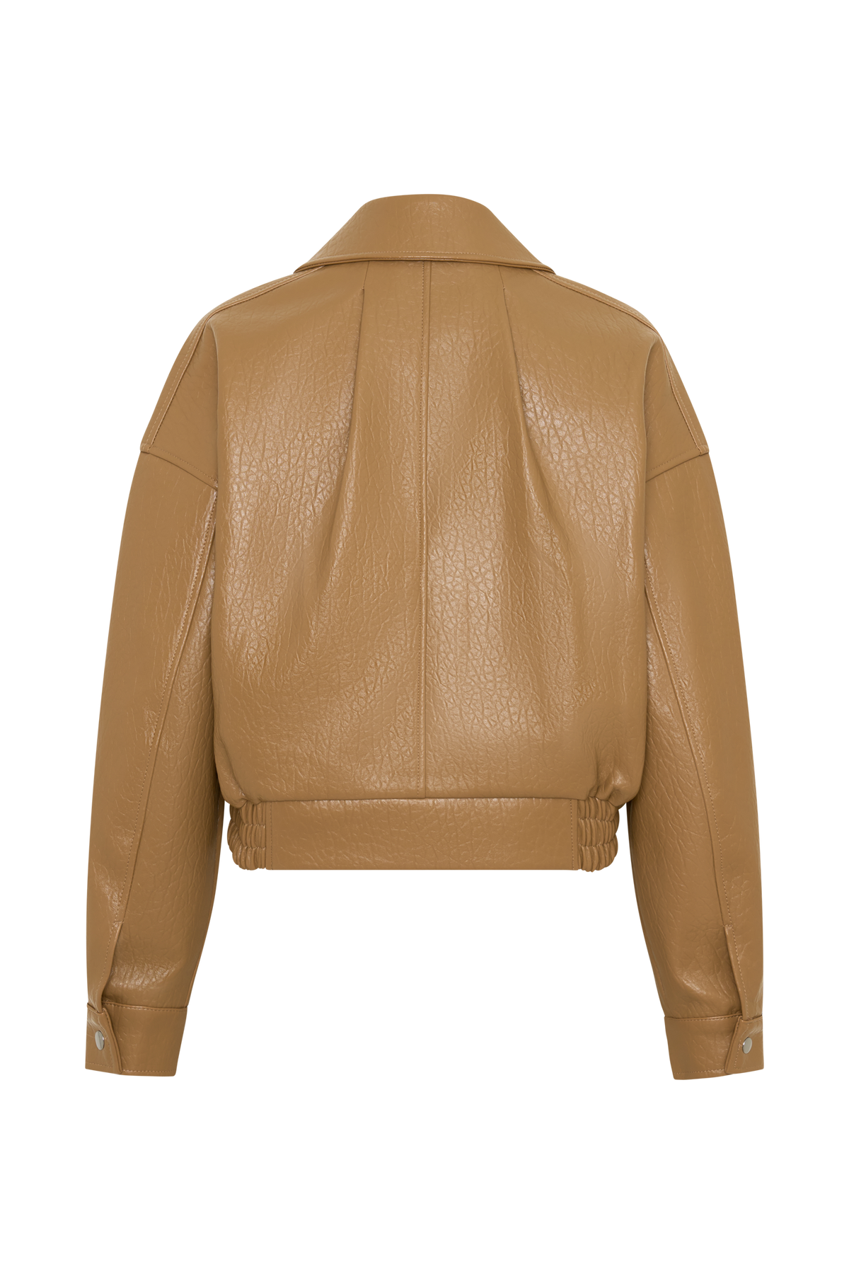 Paige Faux Leather Cropped Jacket - Beige #9