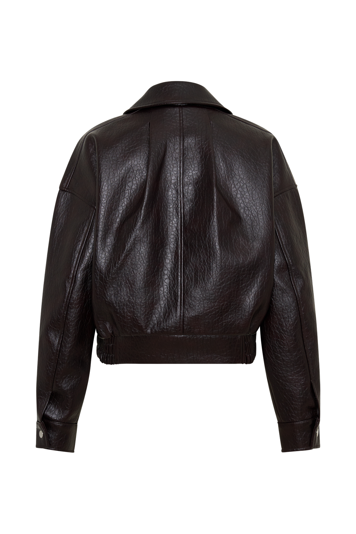 Paige Faux Leather Cropped Jacket - Cherry Brown #11