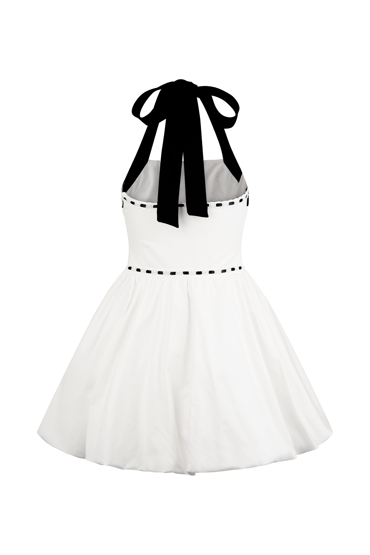 Queenie Halter Bubble Mini Dress - Black/White #10