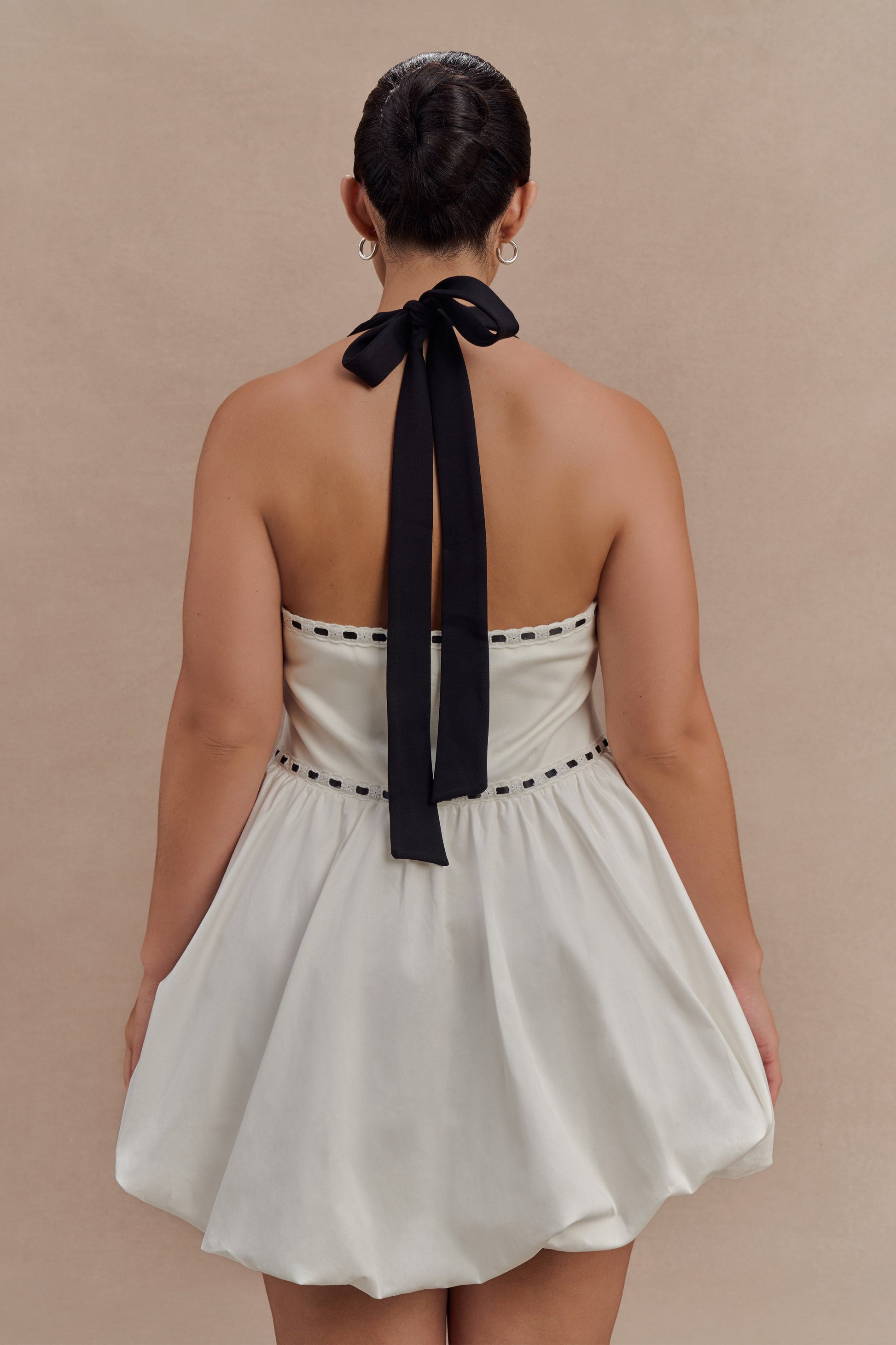 Queenie Halter Bubble Mini Dress - Black/White #7