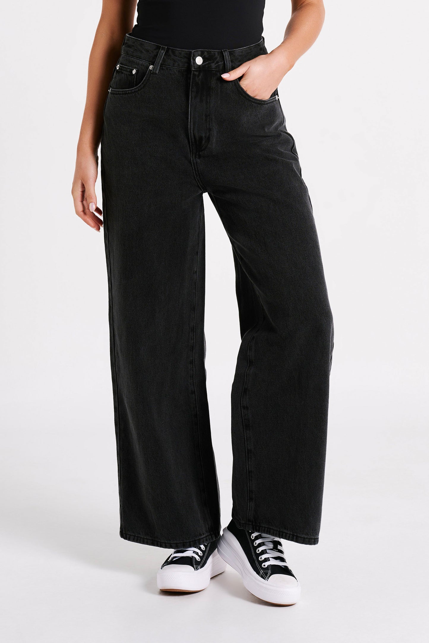 Raven Oversized Low Rise Baggy Jeans - Washed Black