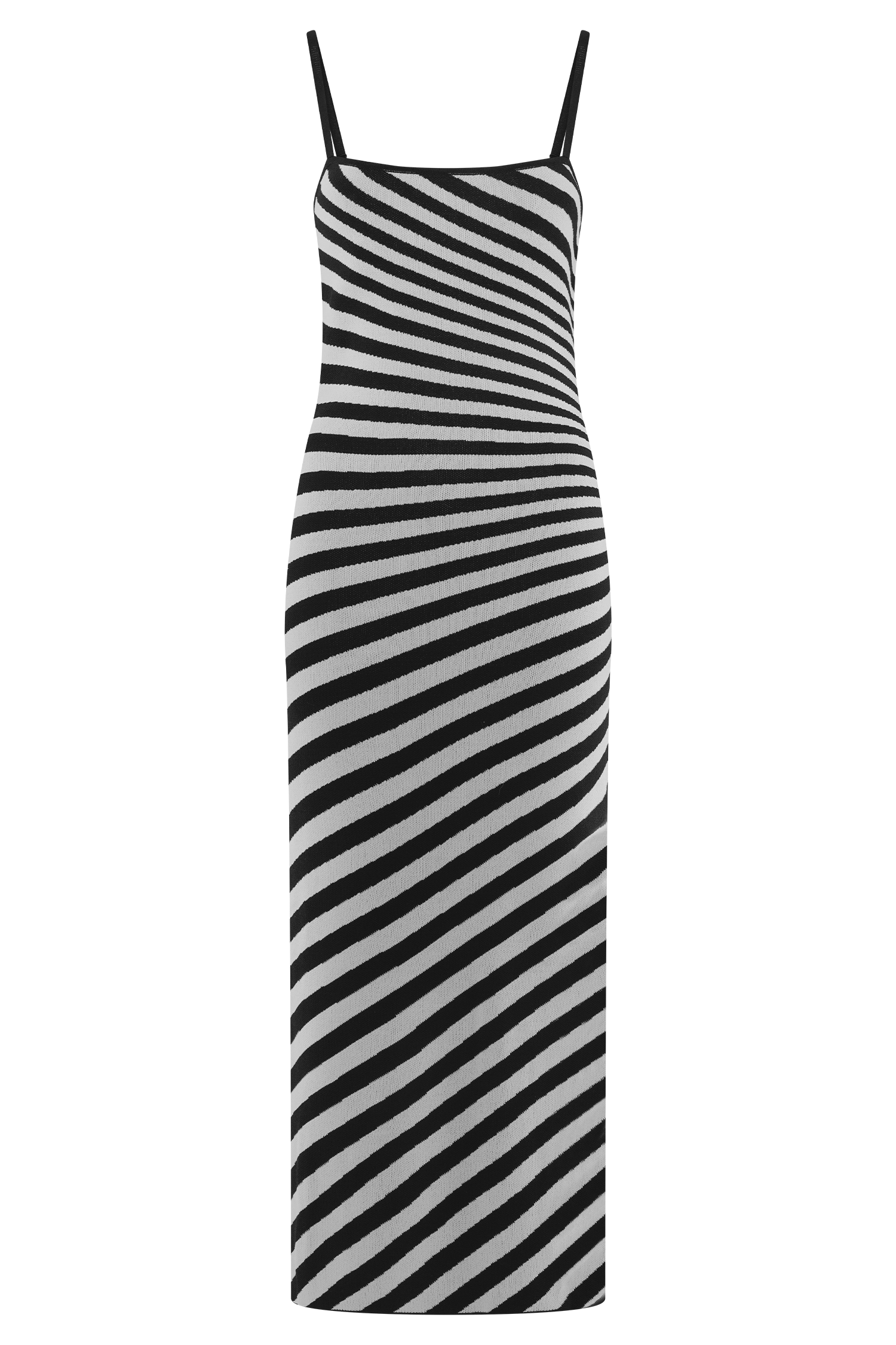 Raven Striped Knit Midi Dress - Black/White #8