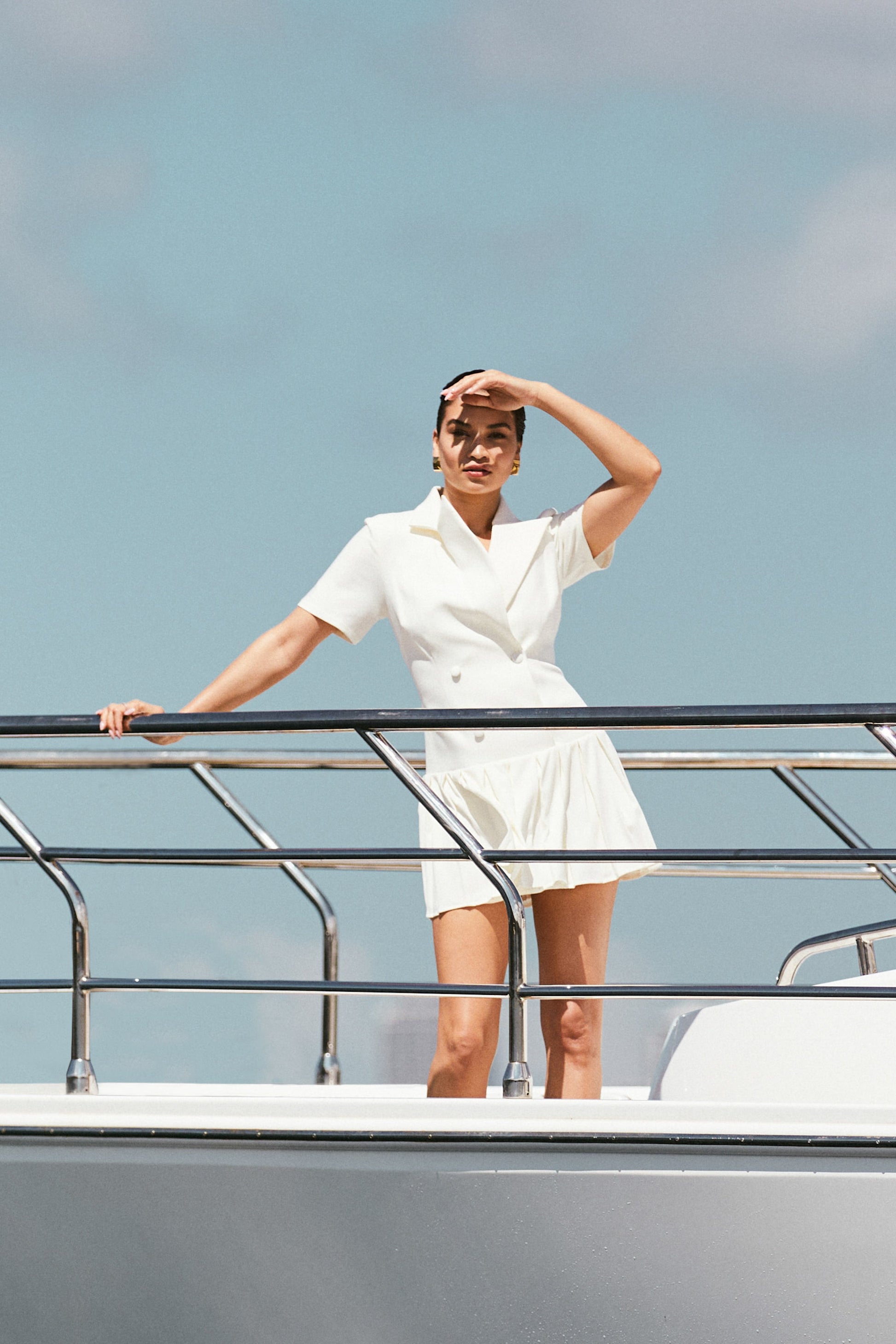 Quentin Suiting Pleated Mini Dress - Ivory #10