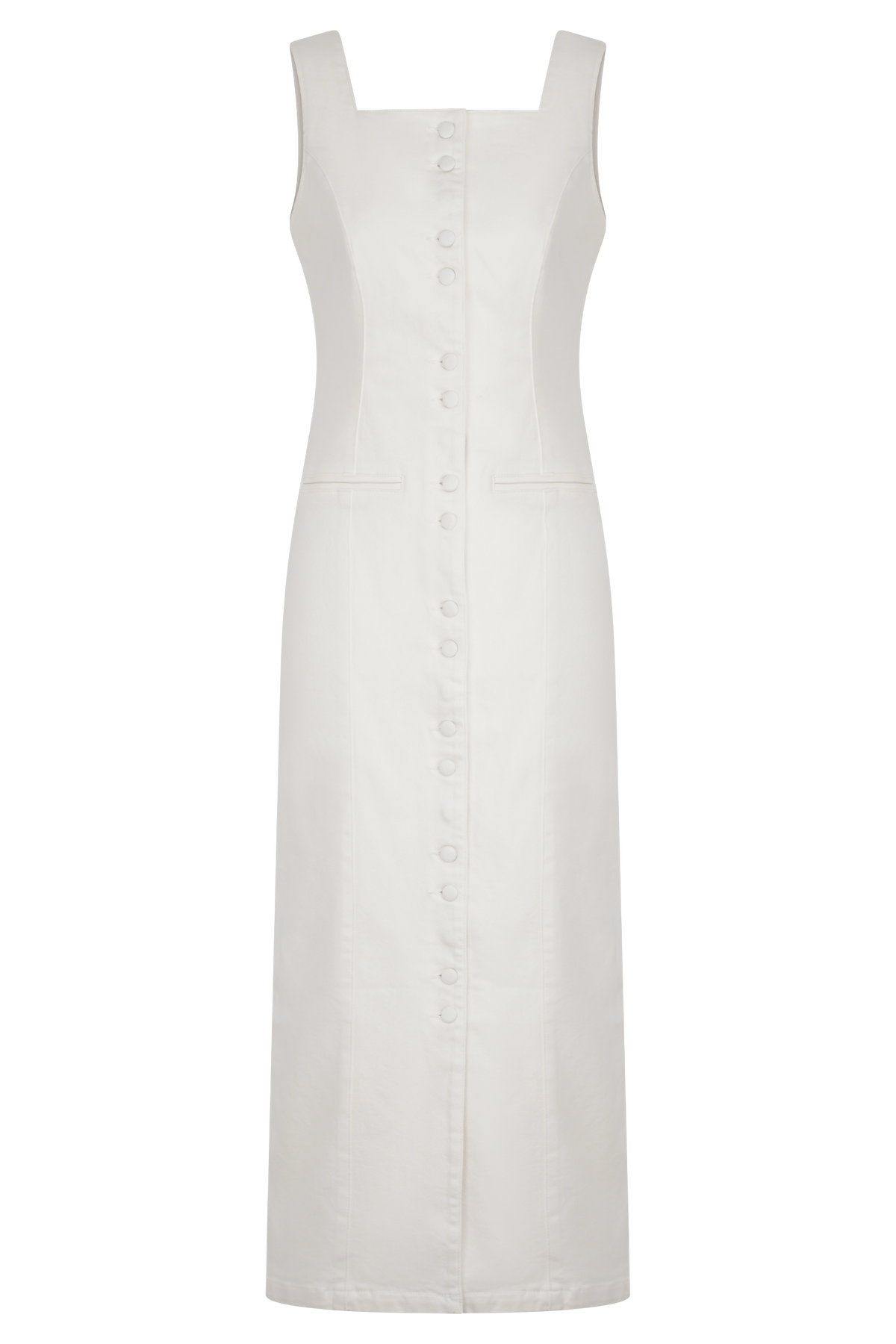 Reyna Denim Midi Dress - White