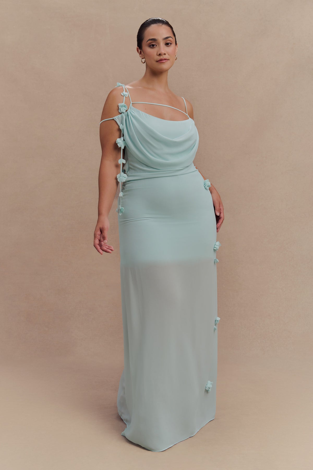 Rosalie Floral Chiffon Maxi Dress - Lagoon #8