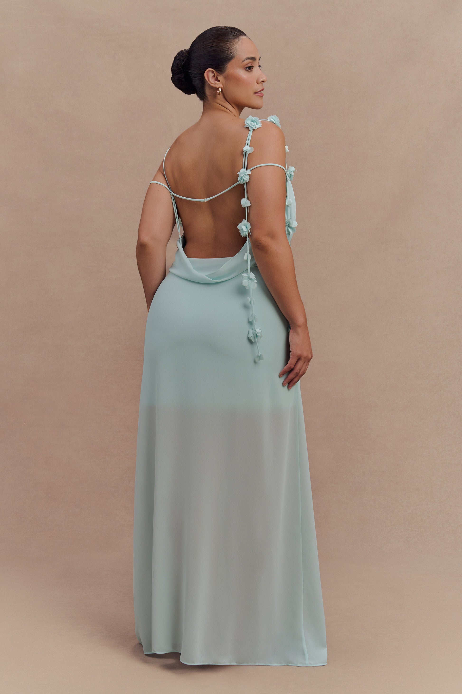 Rosalie Floral Chiffon Maxi Dress - Lagoon #6