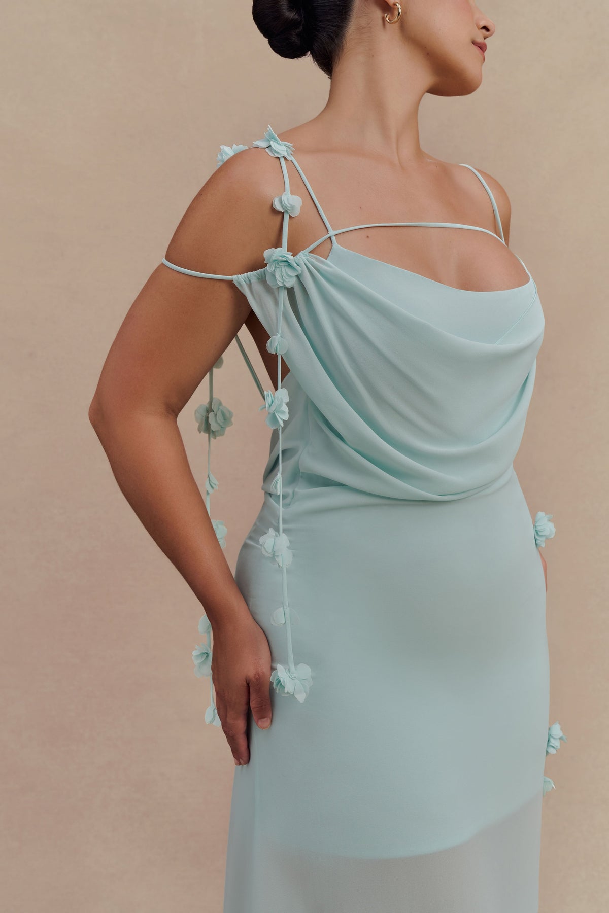 Rosalie Floral Chiffon Maxi Dress - Lagoon #7