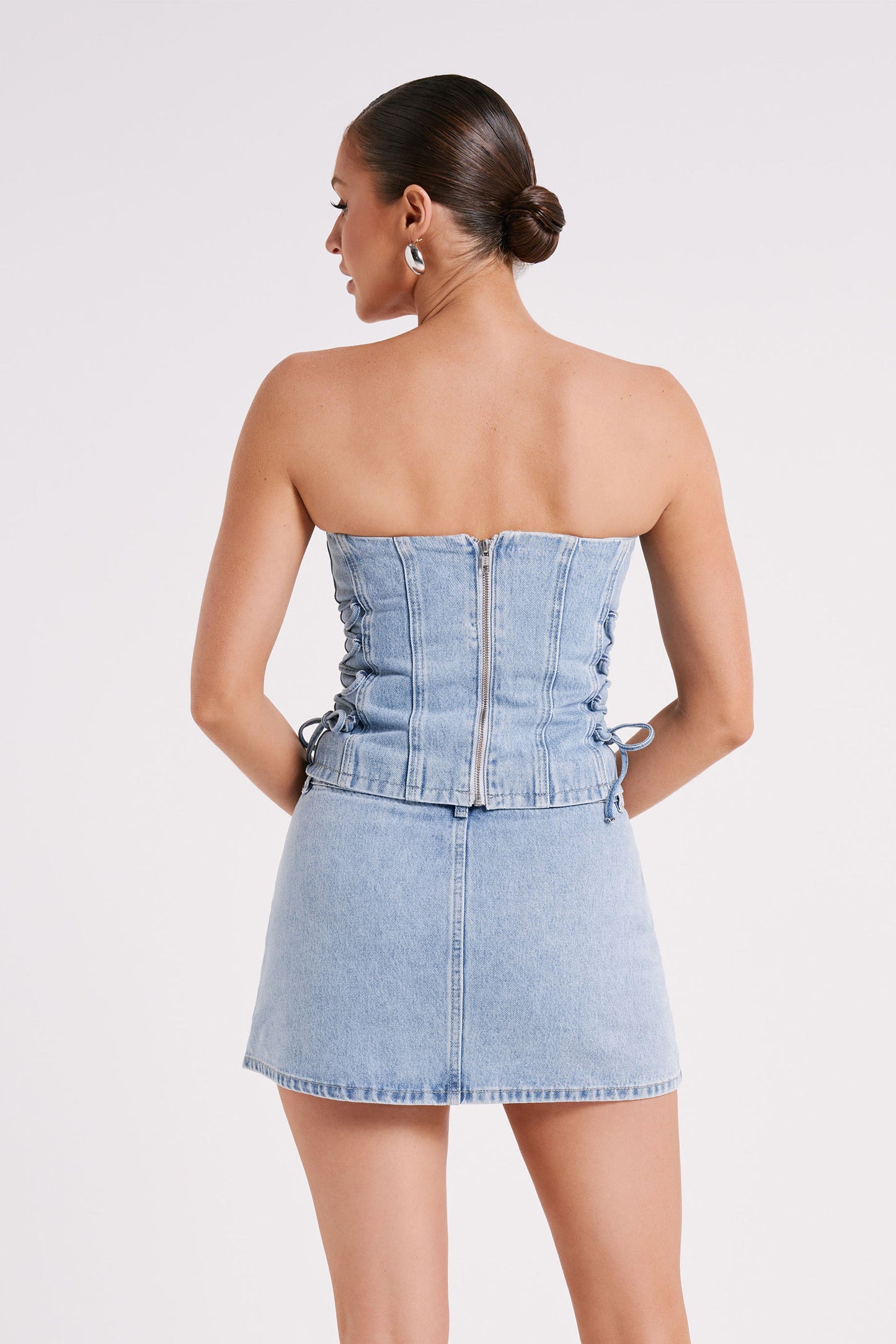 Scheana Denim Corset - Mid Blue