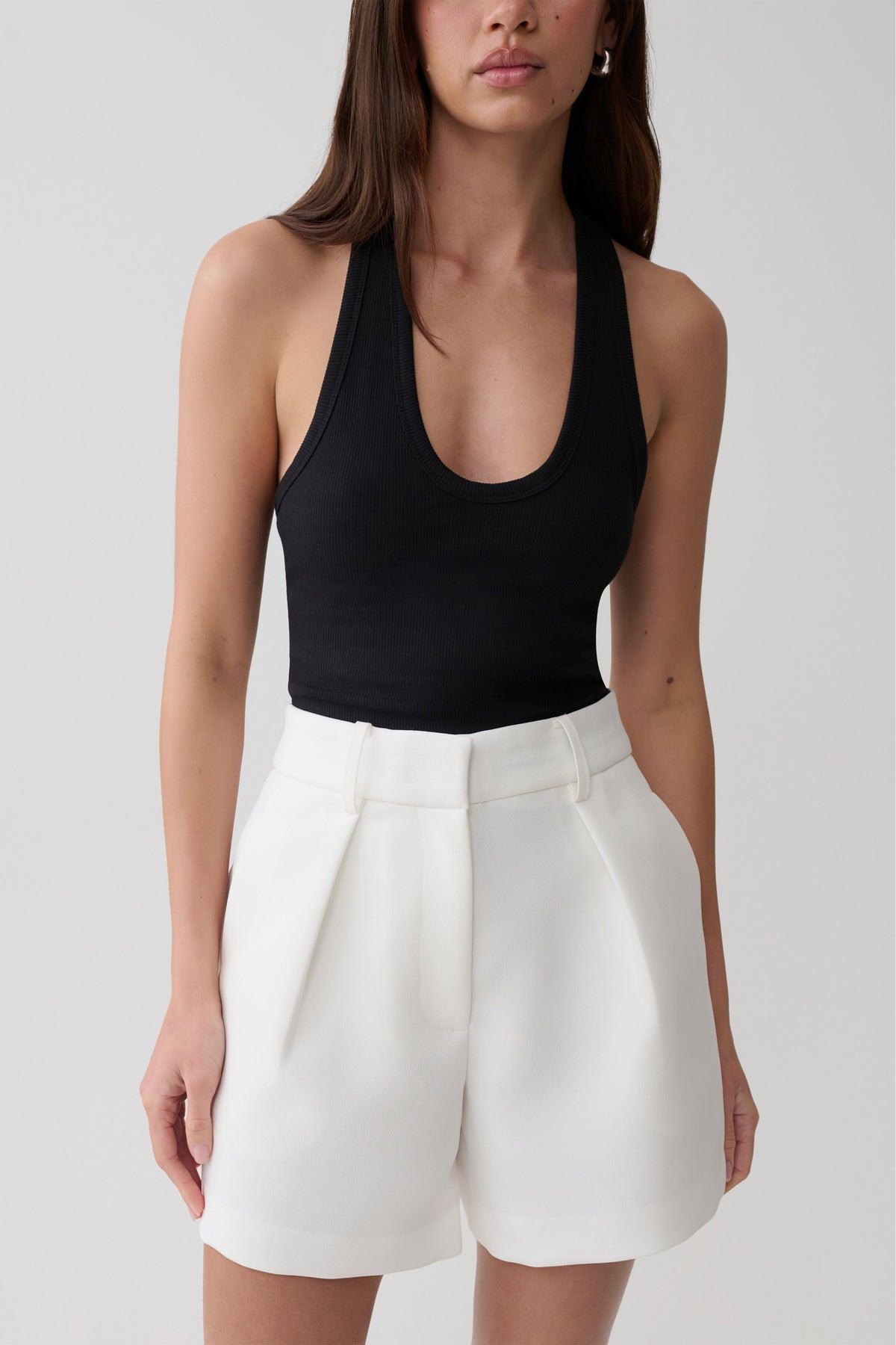 Dominique Pleated Suiting Shorts - Ivory #3