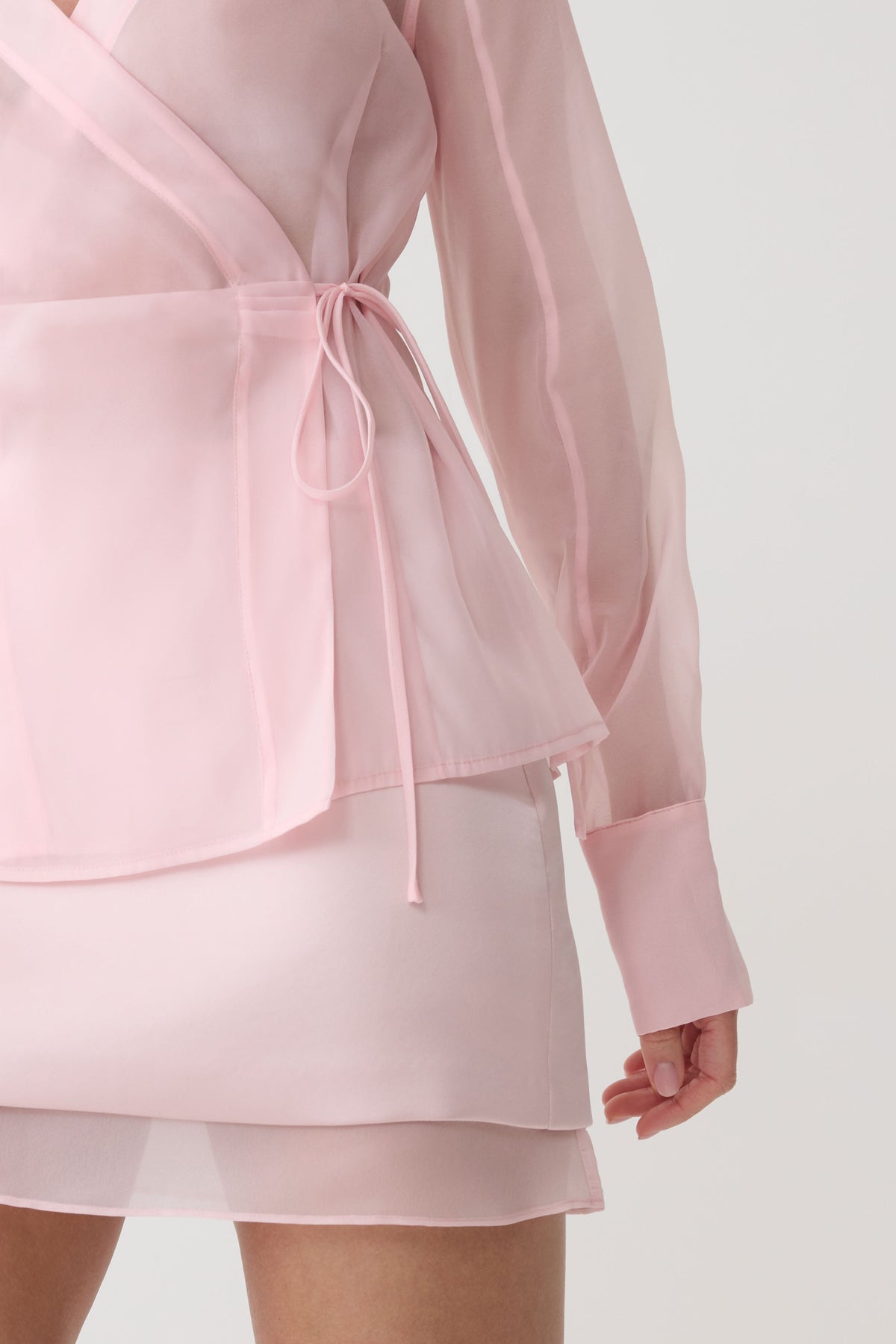 Frankie Satin Mini Skirt - Pale Pink