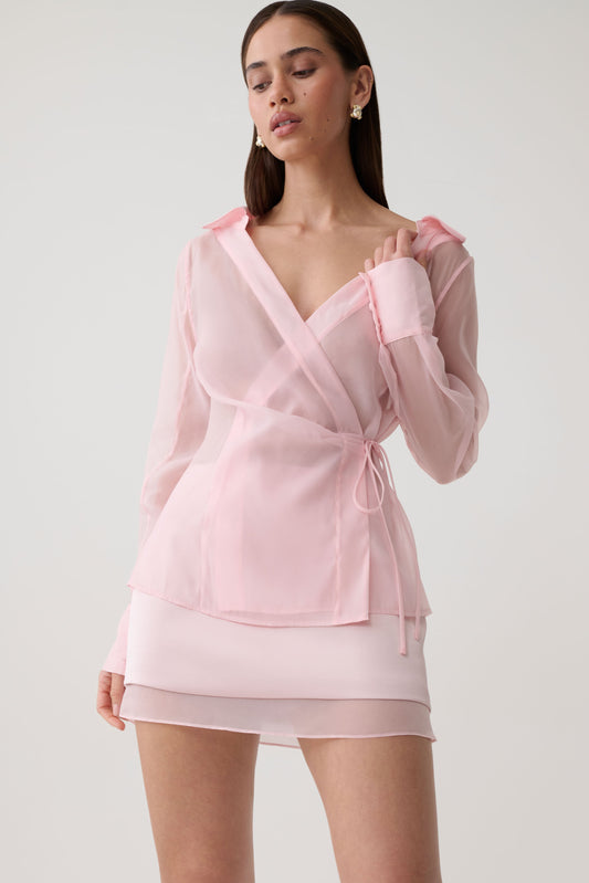Frankie Satin Mini Skirt - Pale Pink