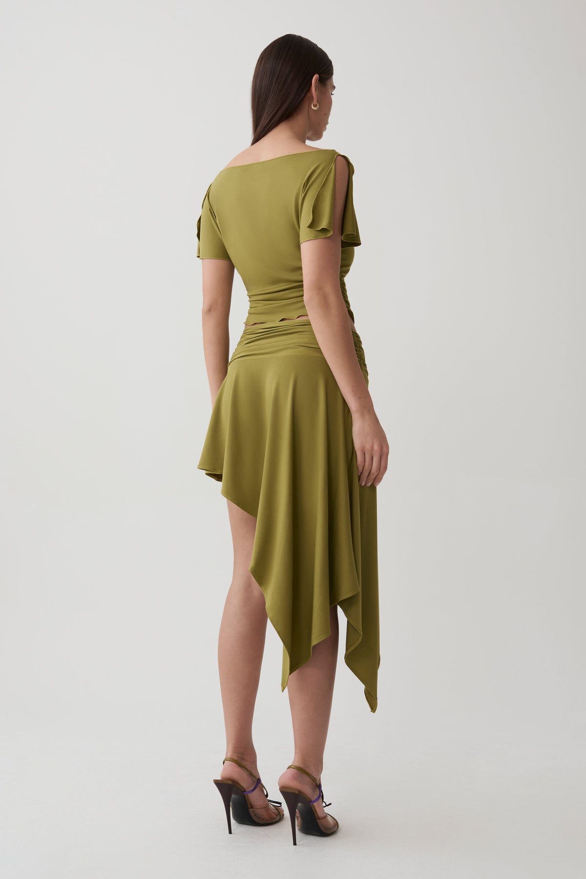 Talise Modal Hankie Midi Skirt - Vintage Olive #2