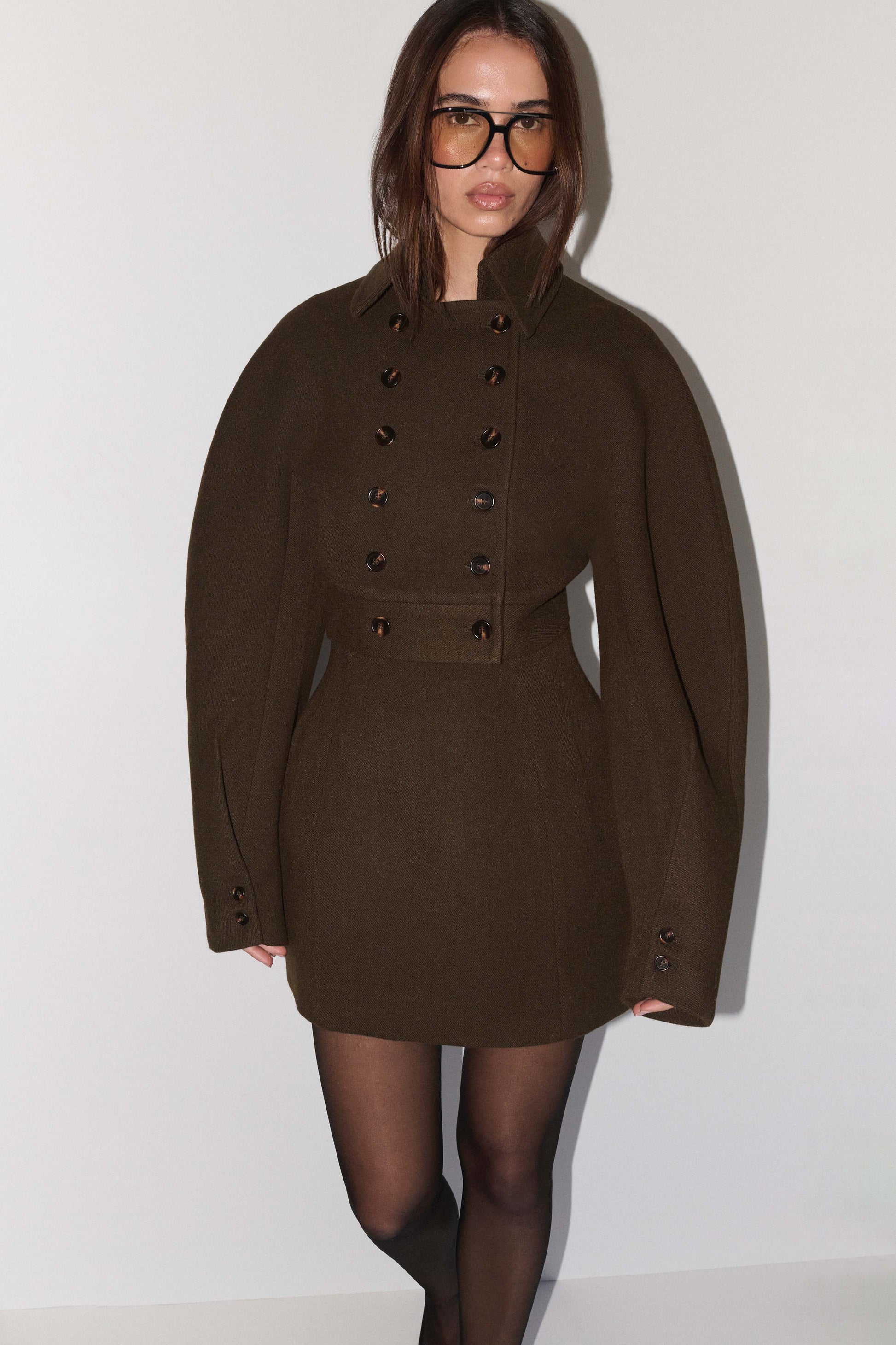 Jemima Wool Blend Mini Skirt - Chocolate #5