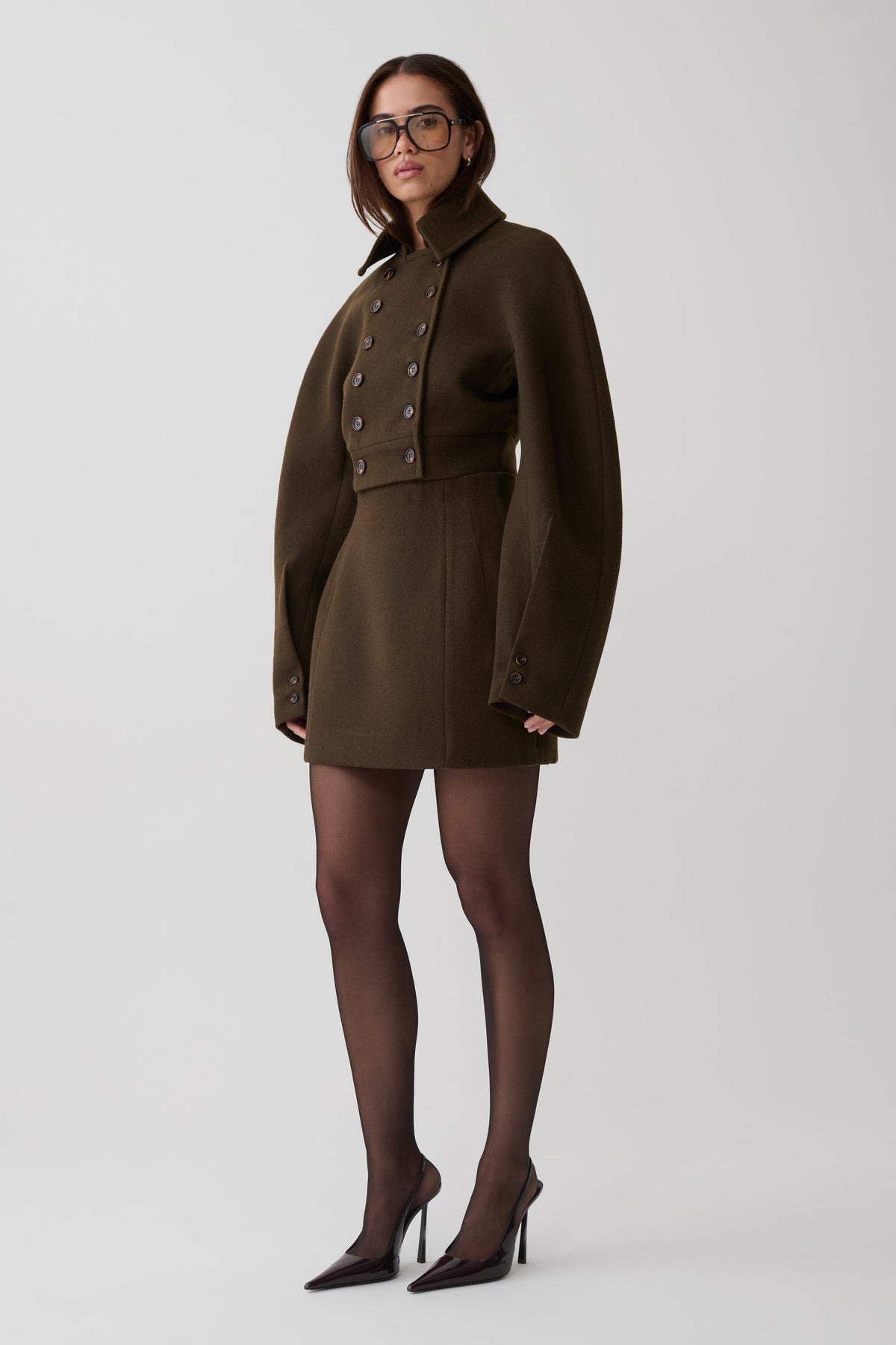 Jemima Wool Blend Mini Skirt - Chocolate #3
