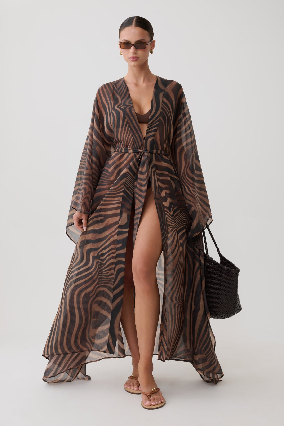 Neroli Sheer Maxi Kimono - Zebra Print