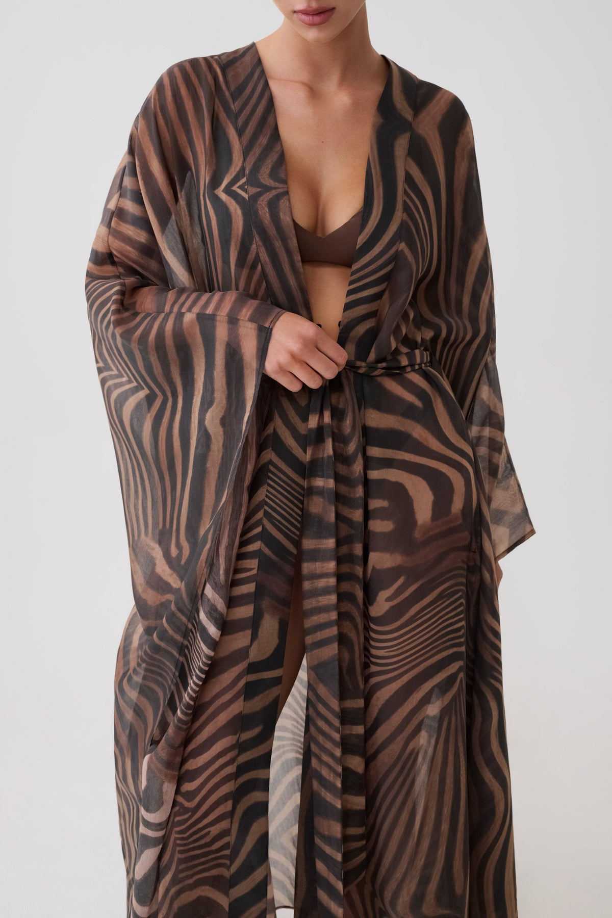 Neroli Sheer Maxi Kimono - Zebra Print #3