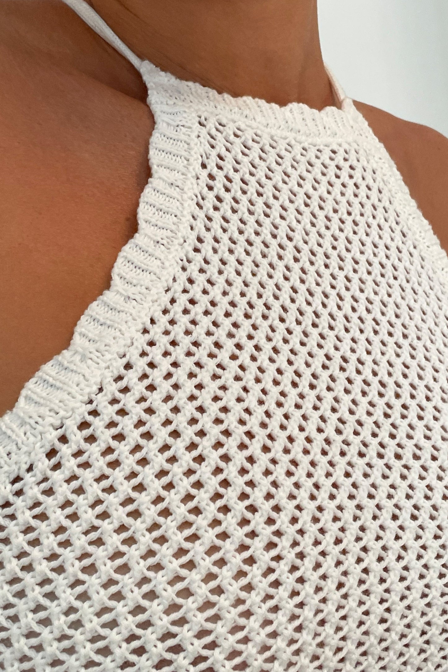 Sylvana Crochet Halter Top - White