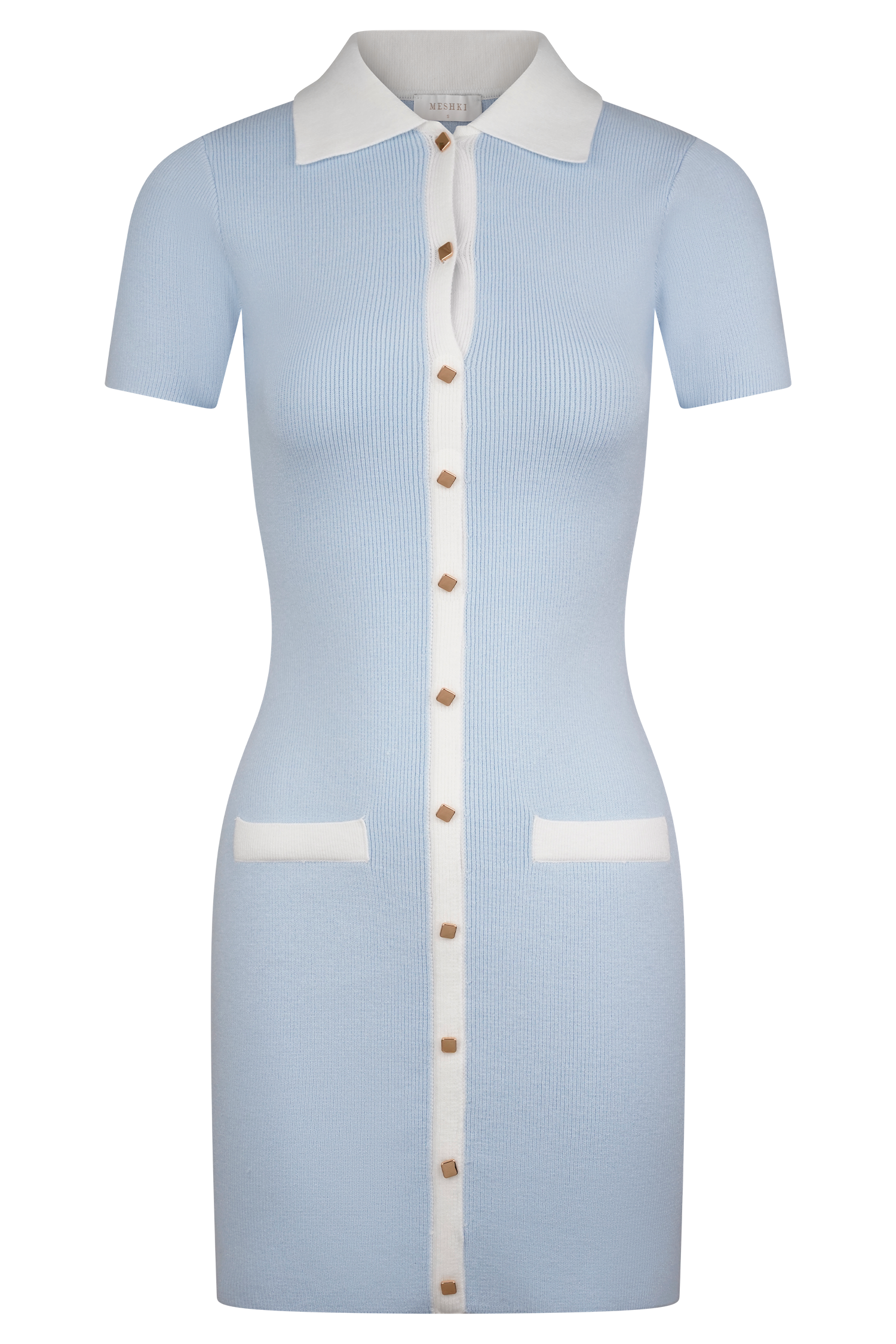 Seema Contrast Mini Dress - Light Blue/White #7