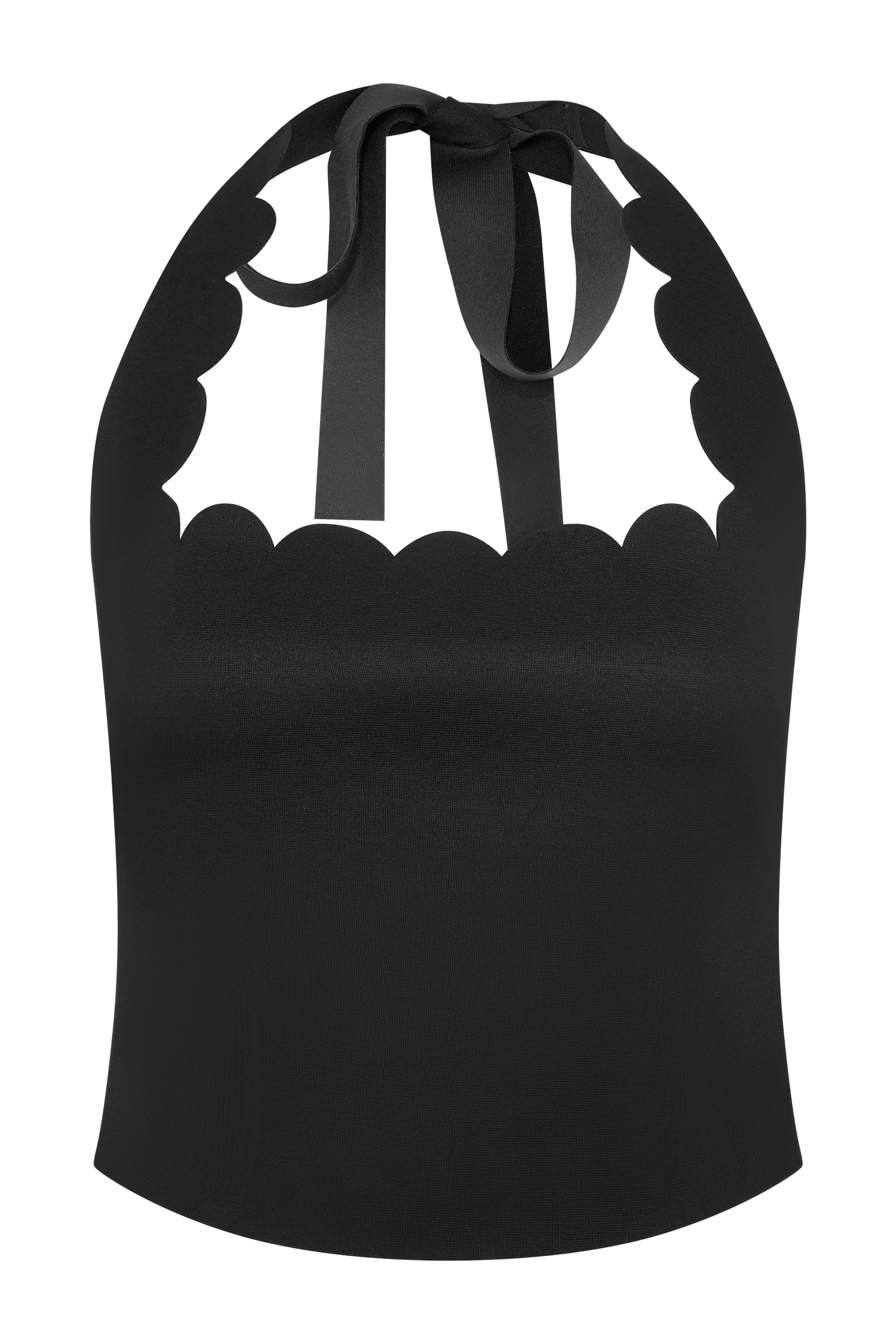 Selena Scalloped Jersey Halter Top - Black #9