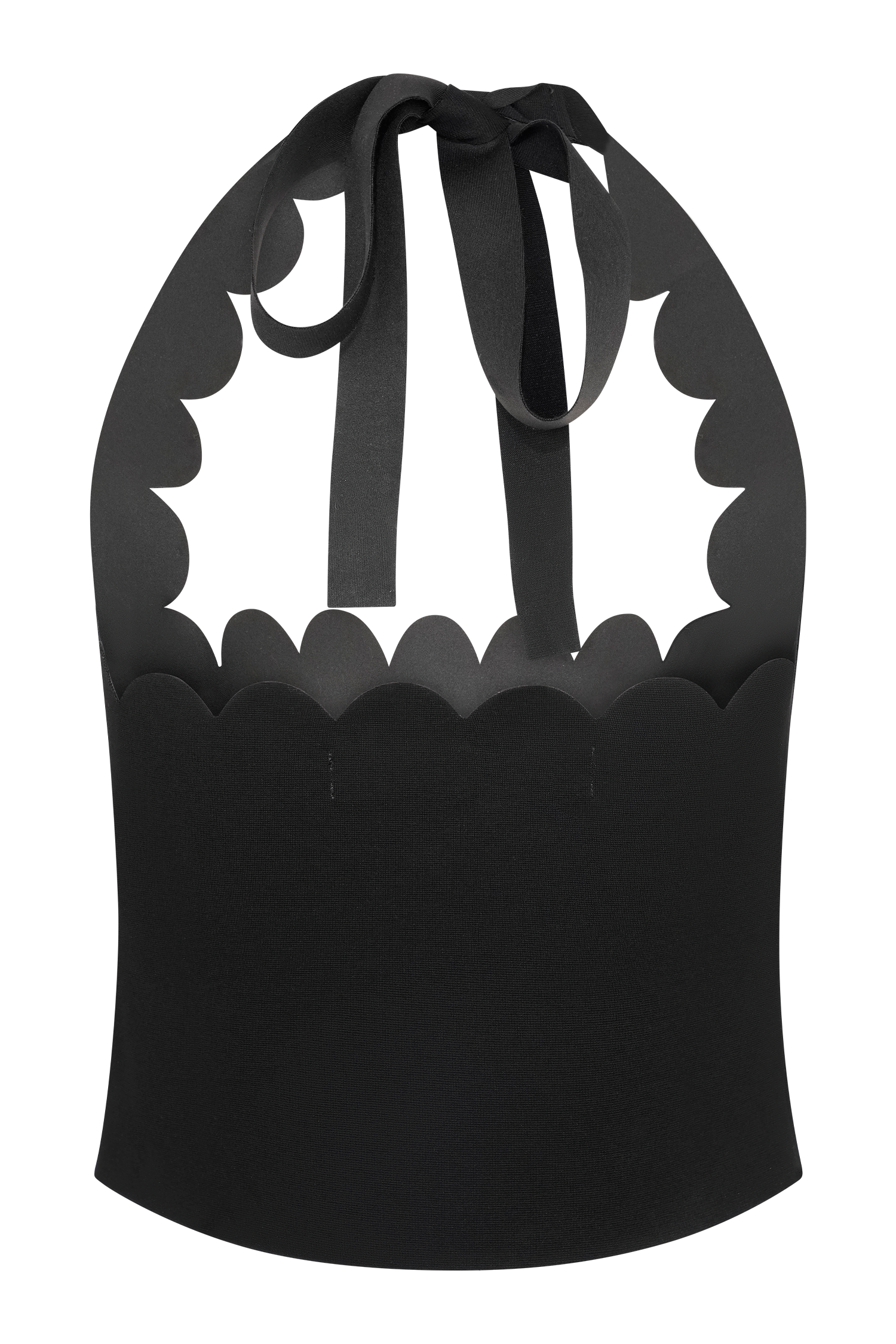 Selena Scalloped Jersey Halter Top - Black #8