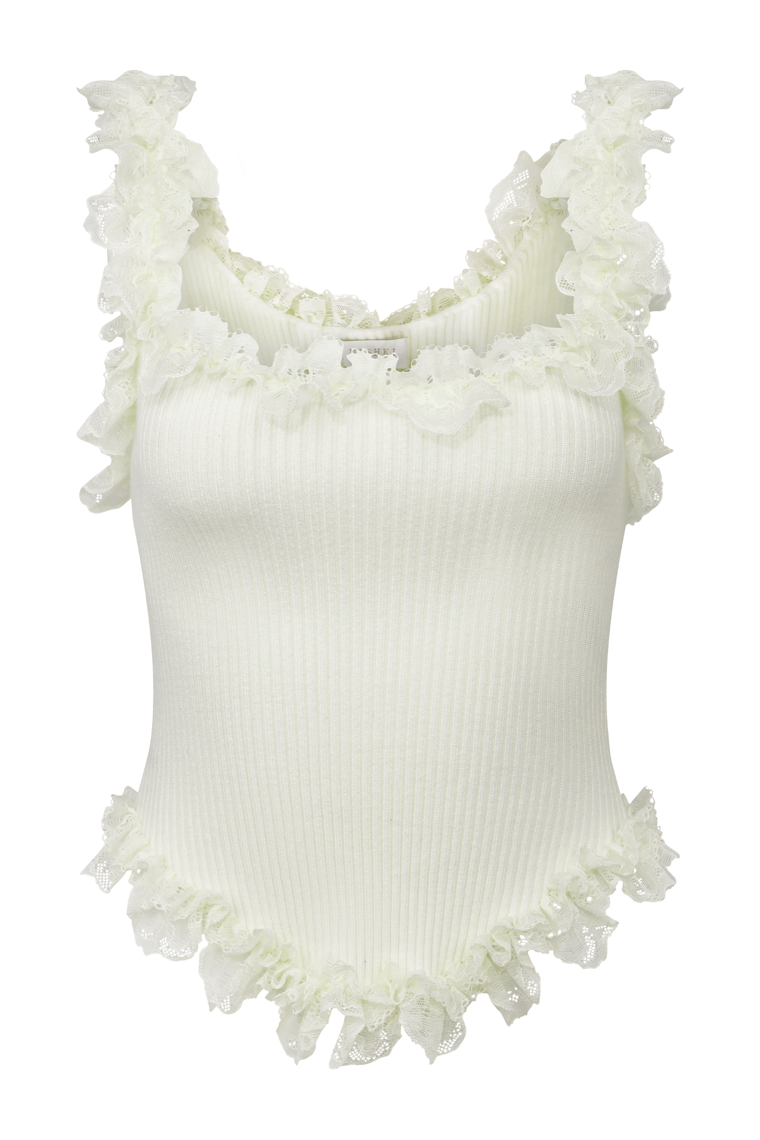 Shay Lace Ruffle Knit Top - Cream #9