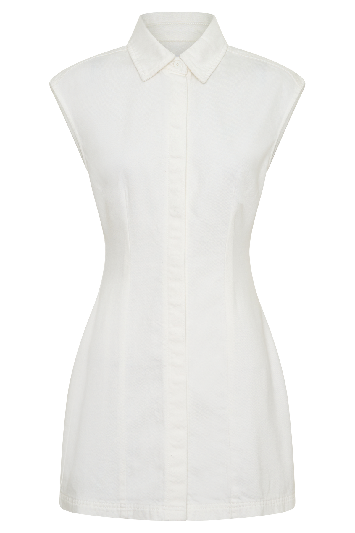Sheriden Collared Mini Denim Dress - White #9