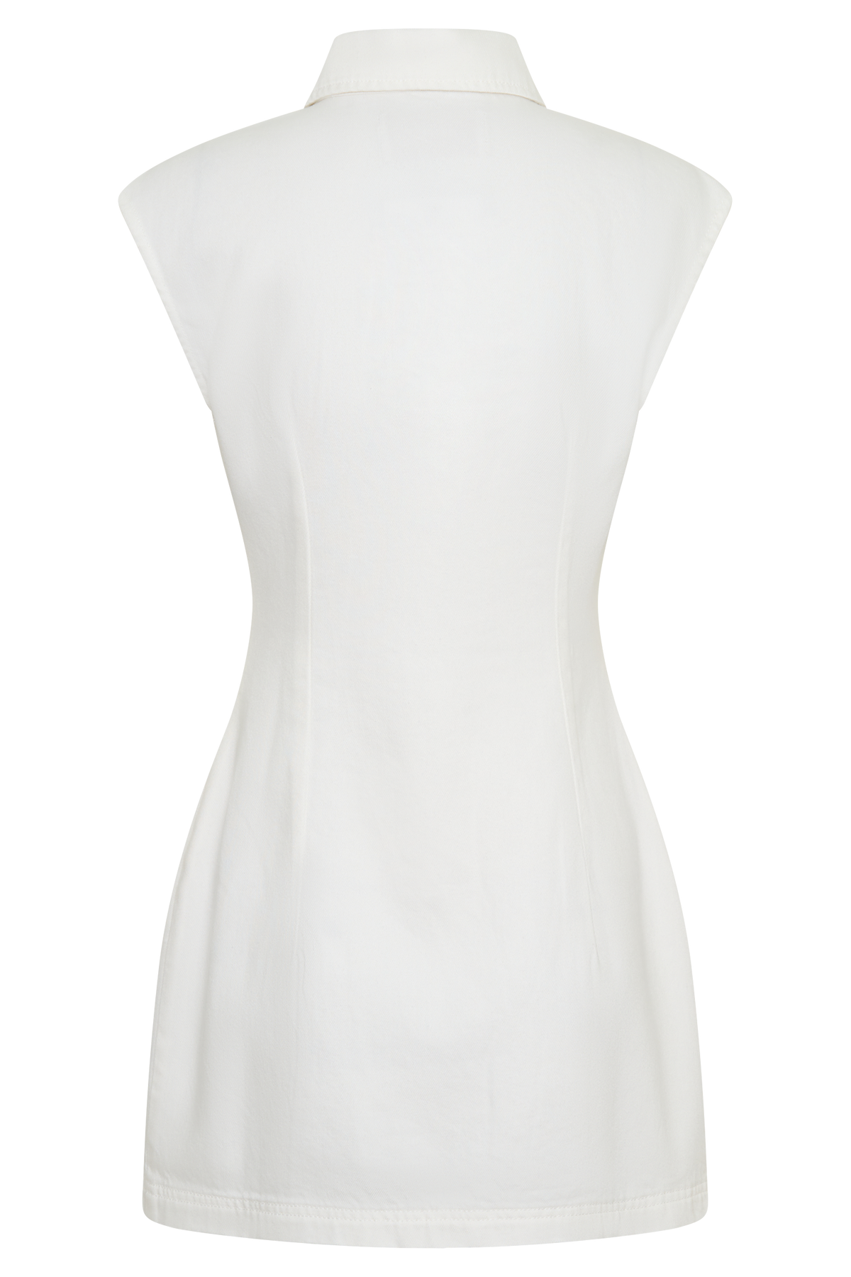 Sheriden Collared Mini Denim Dress - White #8