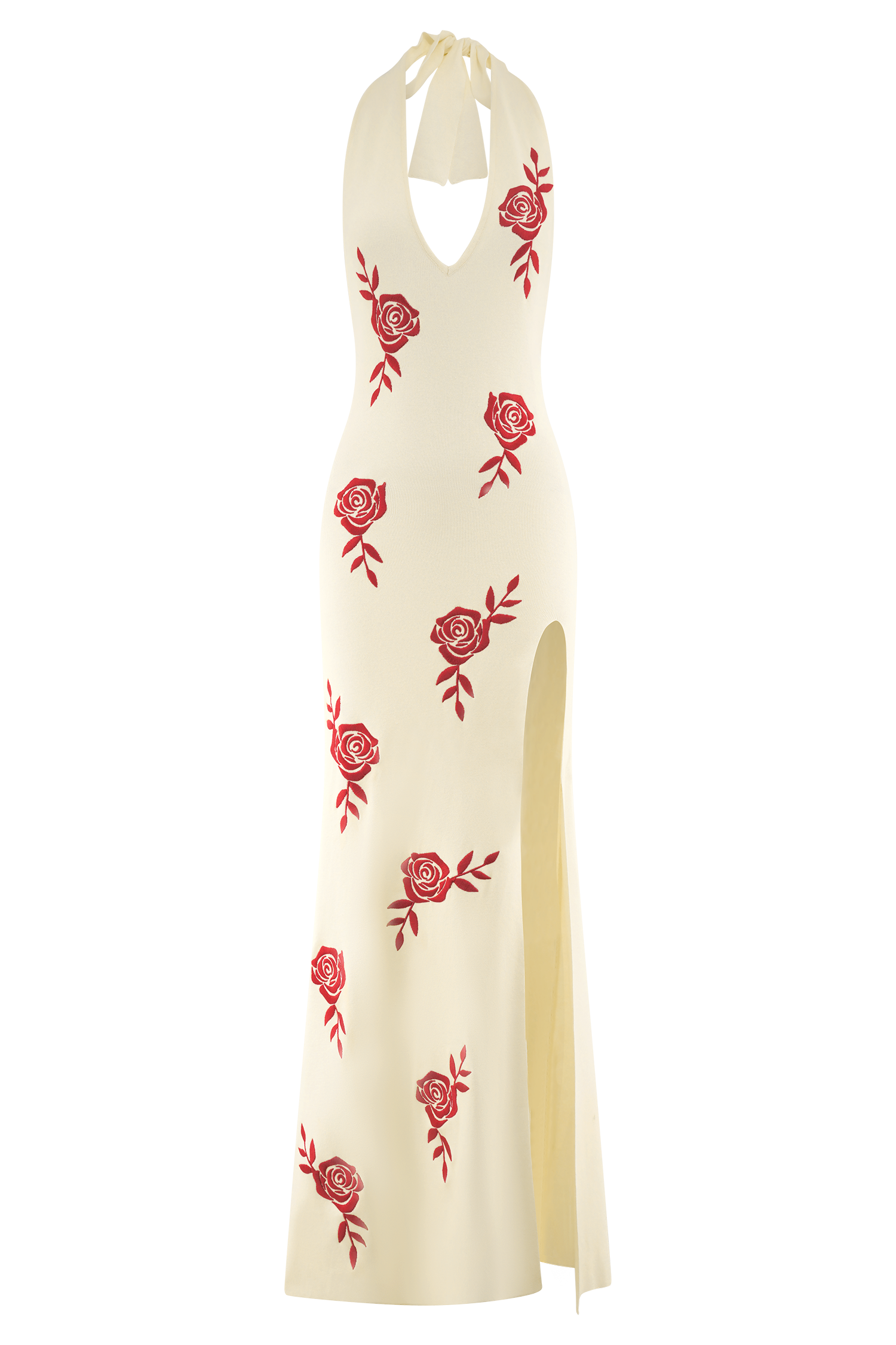 Shiloh Rose Knit Halter Maxi Dress - Ivory #7