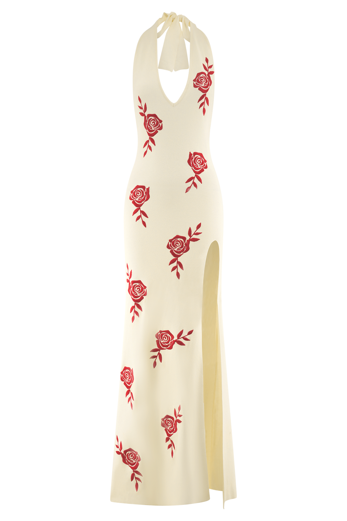 Shiloh Rose Knit Halter Maxi Dress - Ivory #7