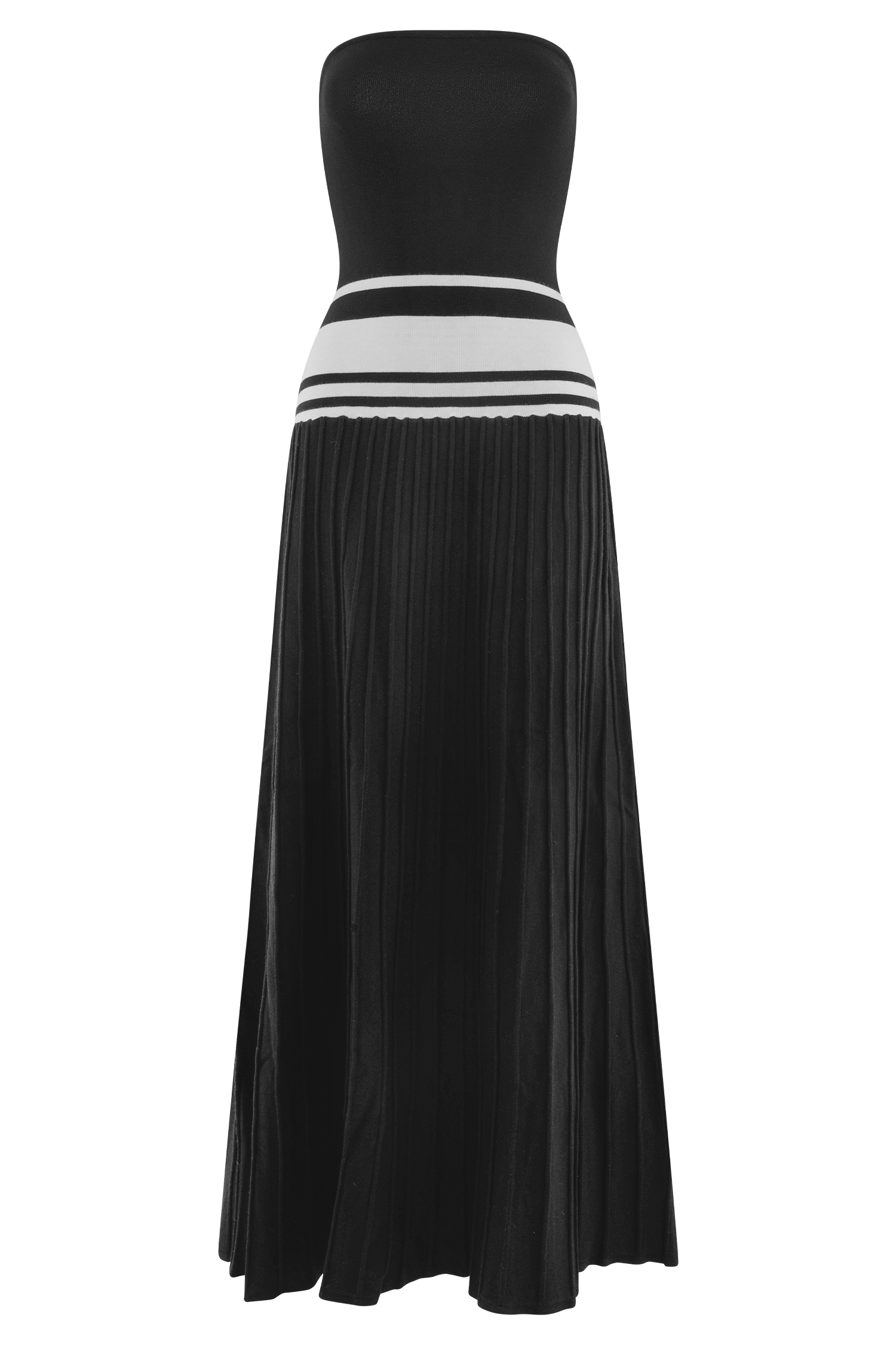 Solaris Strapless Contrast Knit Maxi Dress - Black/White #8